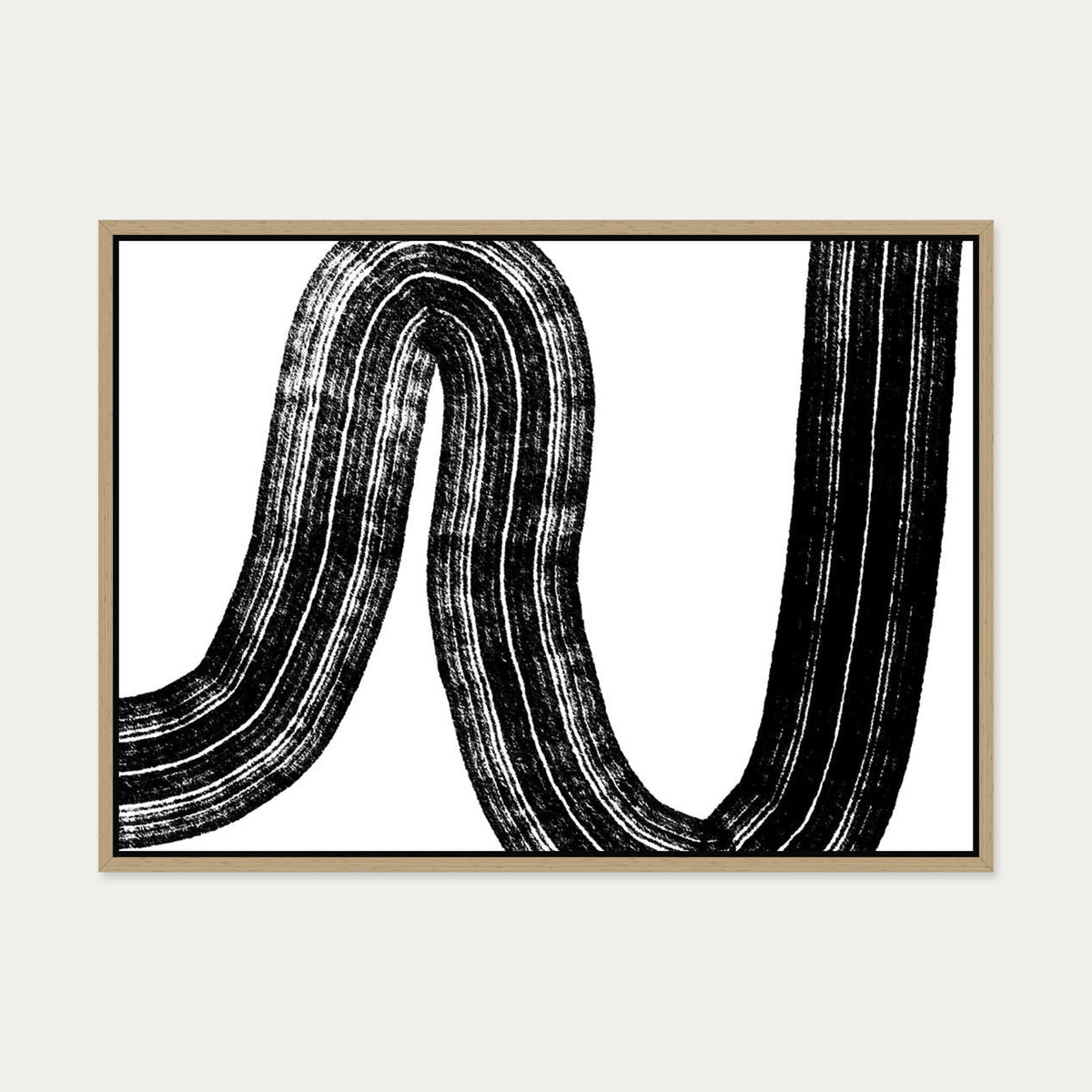 Brushed Line Canvas Art — 50 x 70 cm — Oak Frame