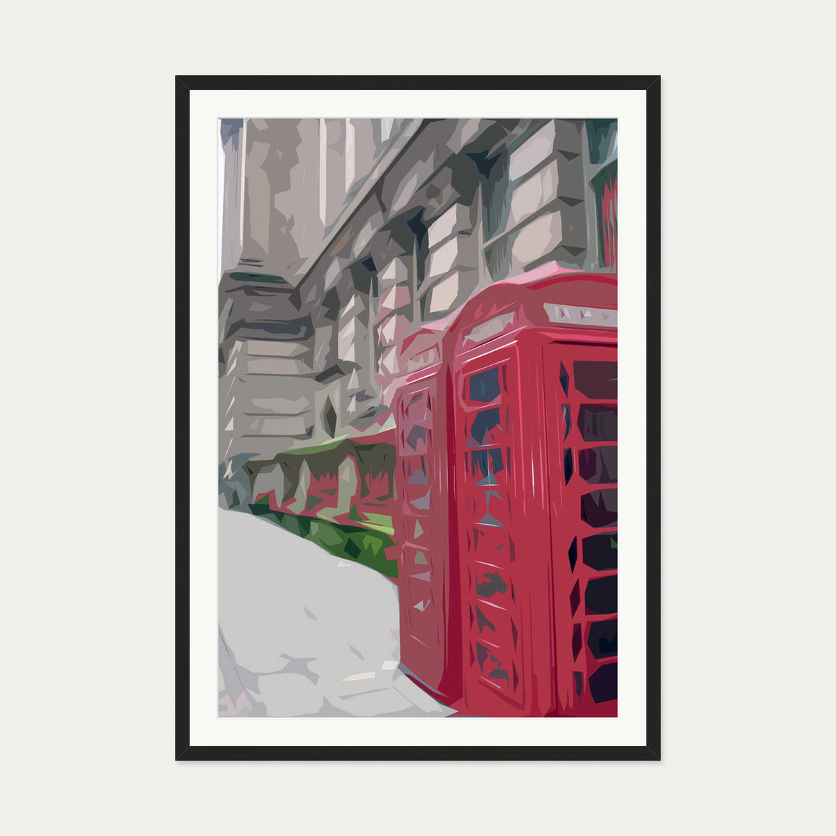 Brushed London Phone Booth Art Print — 70 x 100 cm — Black Frame
