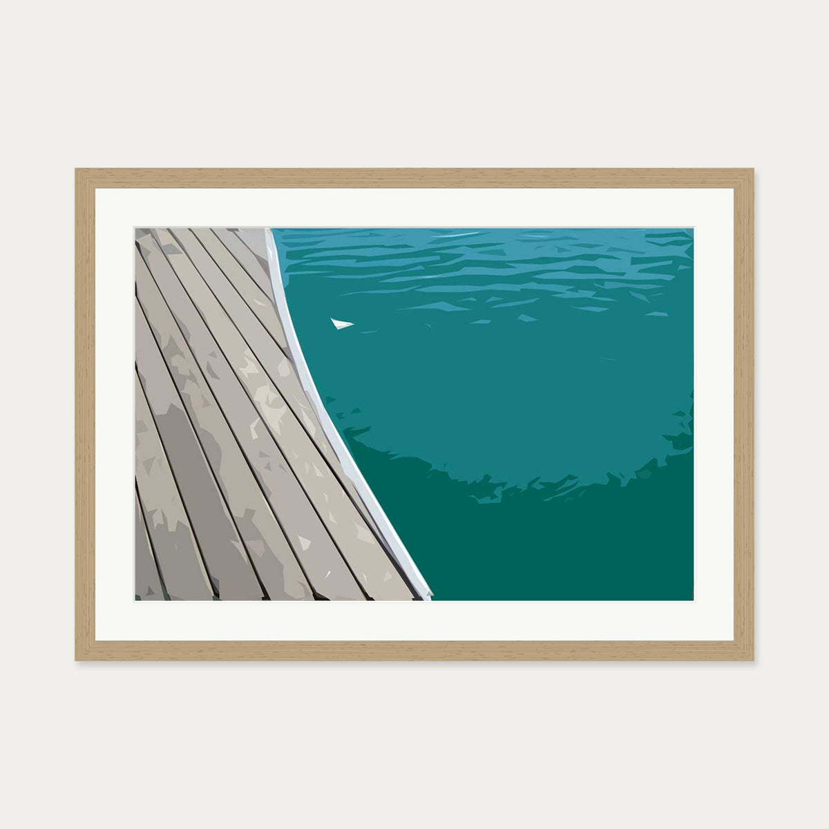 Brushed Marina Art Print — 50 x 70 cm — Oak Frame
