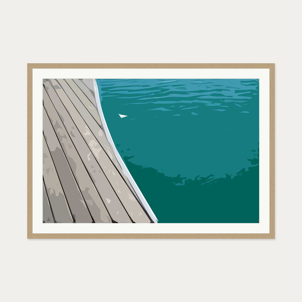 Brushed Marina Art Print — 70 x 100 cm — Oak Frame