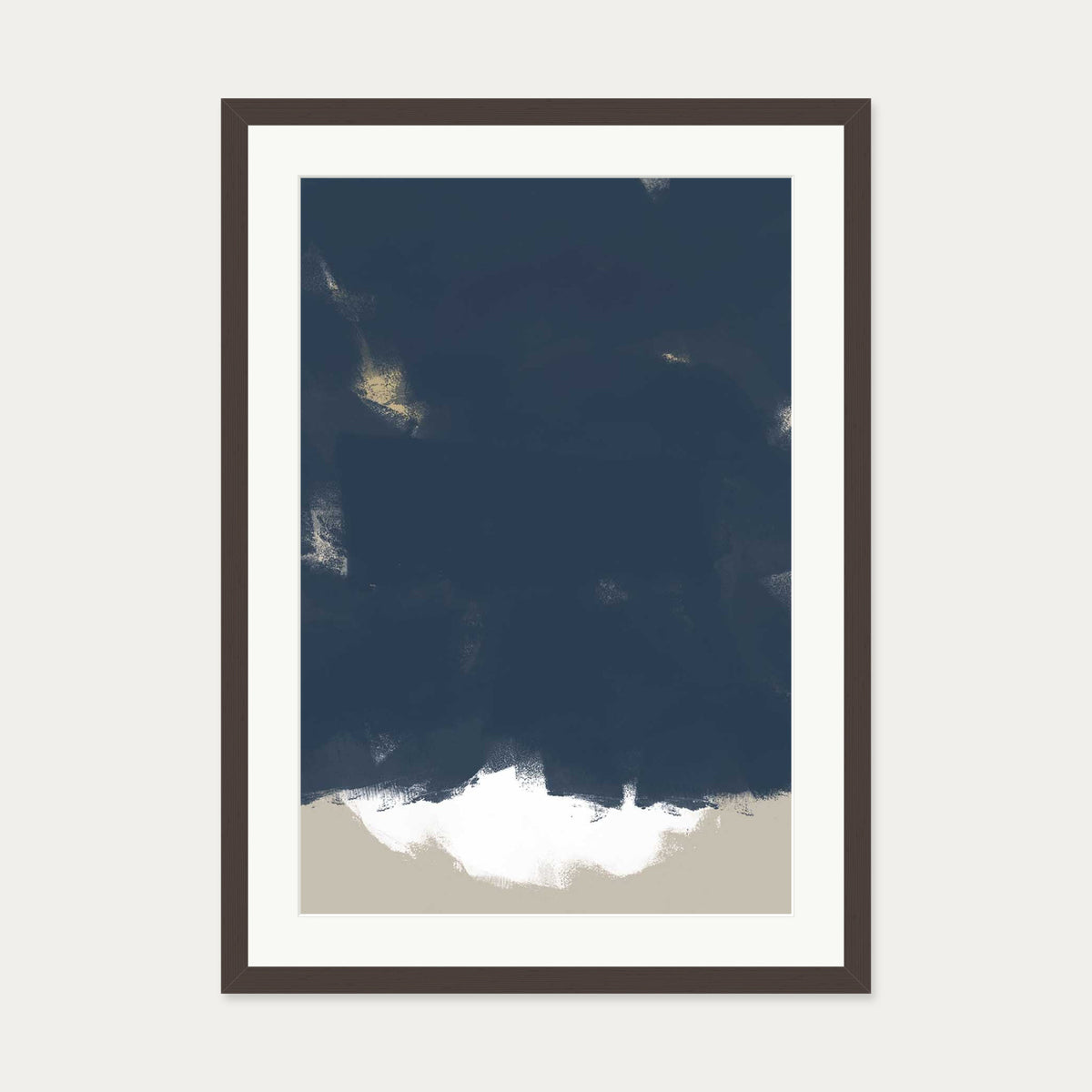 Brushed Navy Art Print — 50 x 70 cm — Brown Frame