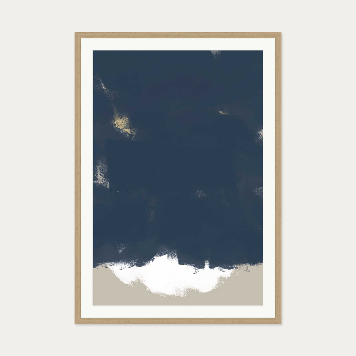 Brushed Navy Art Print — 70 x 100 cm — Oak Frame