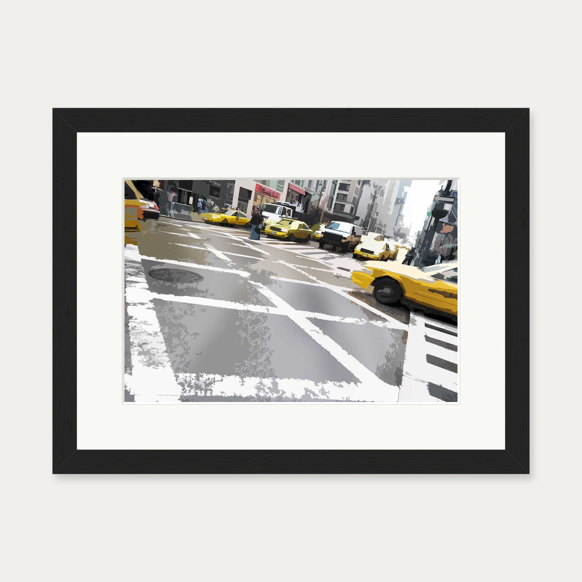 Brushed New York Crossing Art Print — 30 x 40 cm — Black Frame