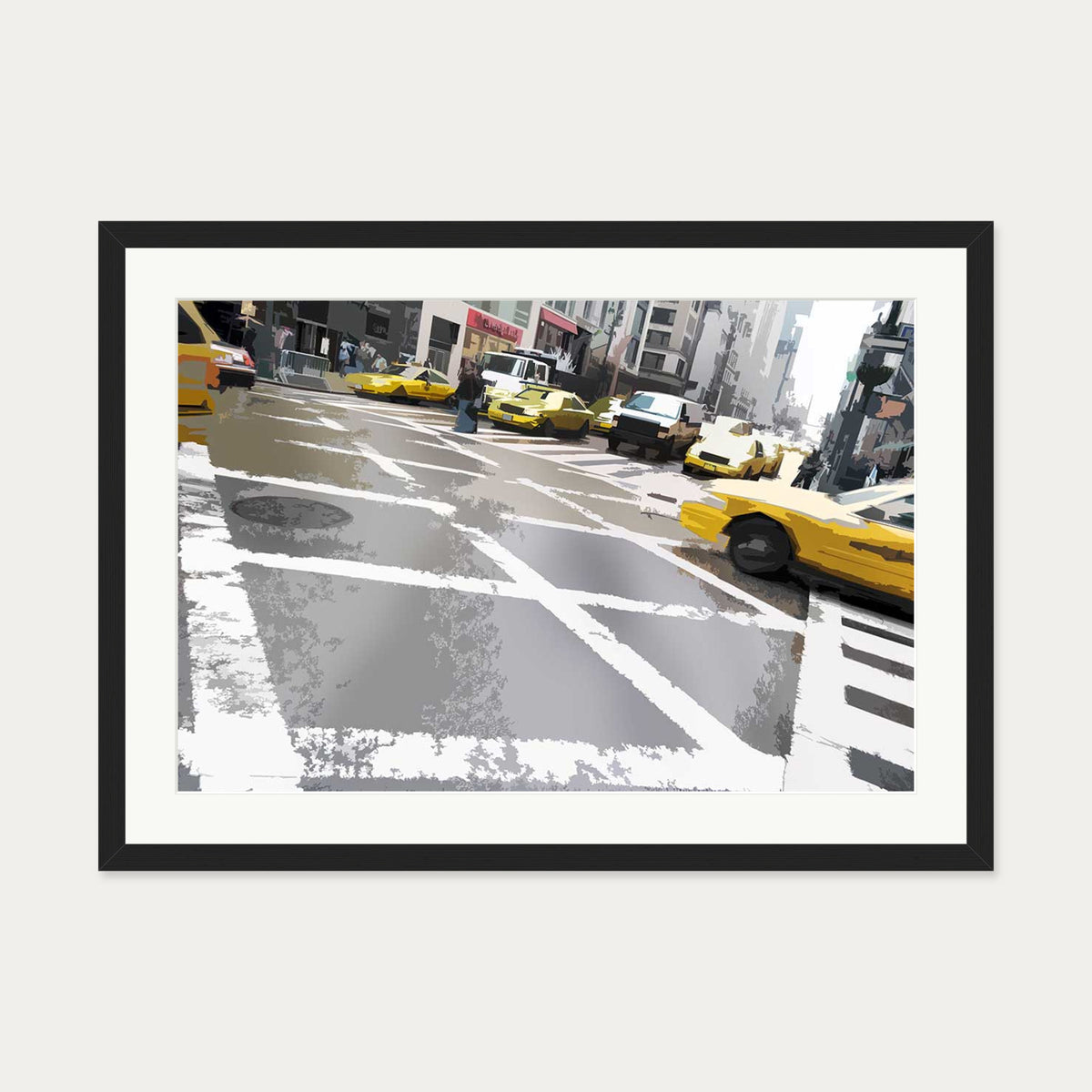 Brushed New York Crossing Art Print — 50 x 70 cm — Black Frame