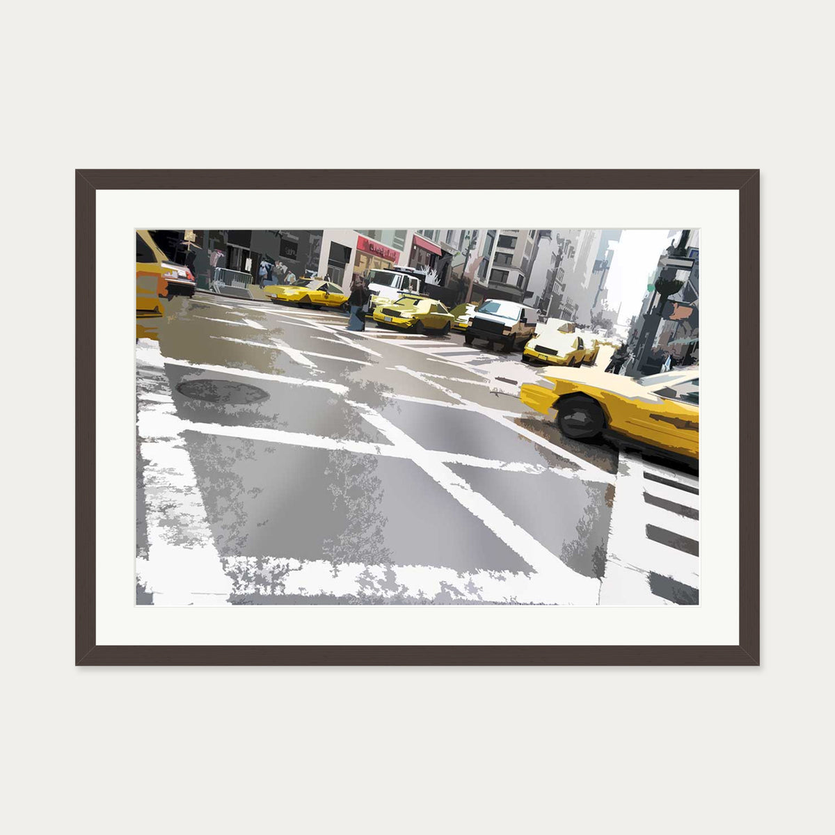 Brushed New York Crossing Art Print — 50 x 70 cm — Brown Frame