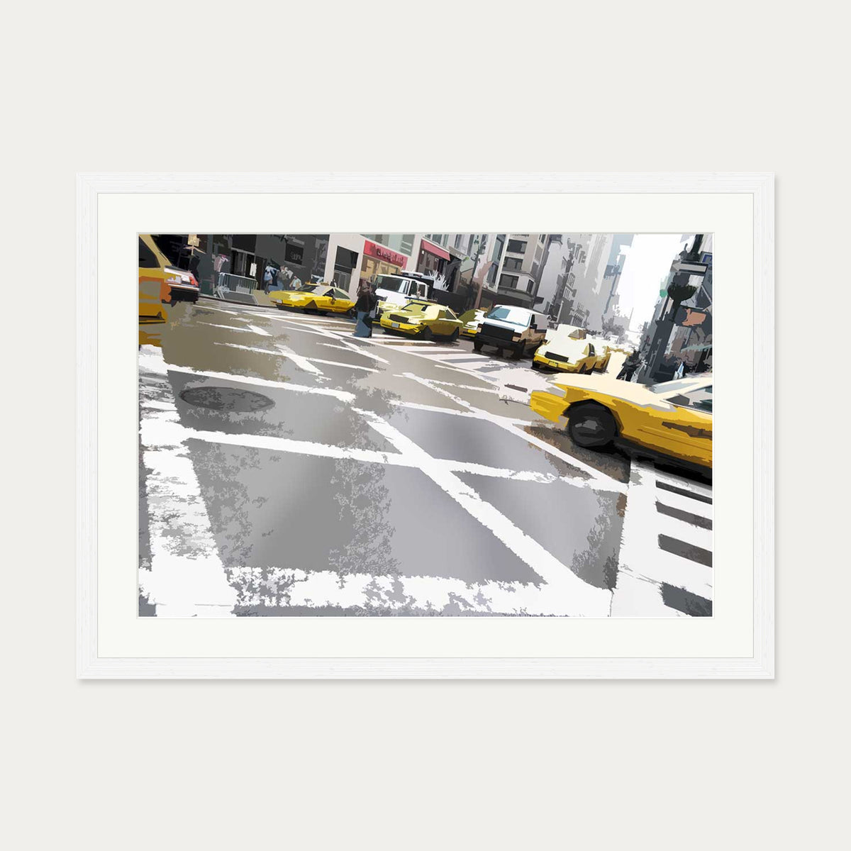 Brushed New York Crossing Art Print — 50 x 70 cm — White Frame