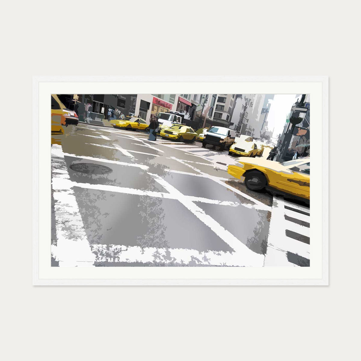 Brushed New York Crossing Art Print — 70 x 100 cm — White Frame