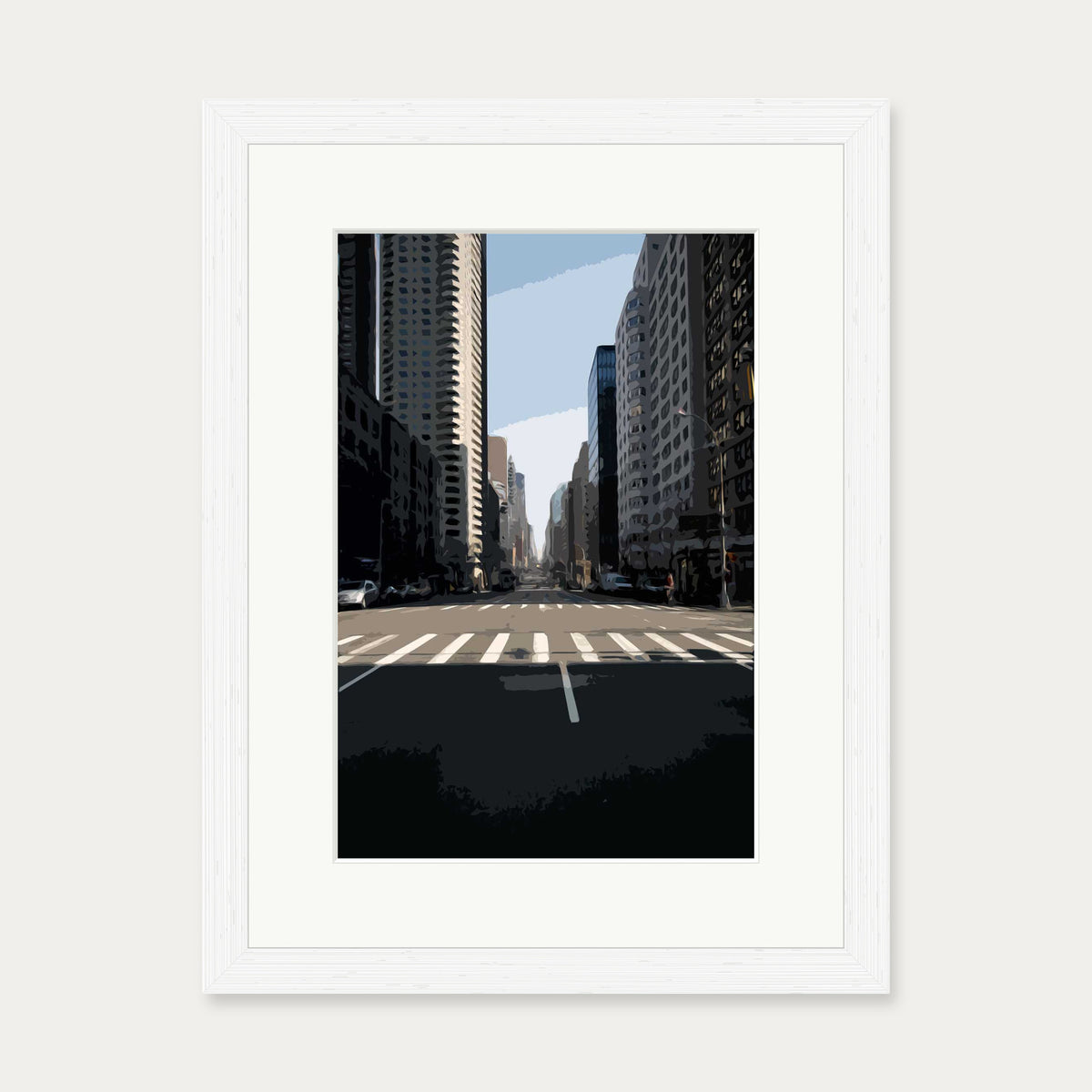 Brushed New York Art Print — 30 x 40 cm — White Frame