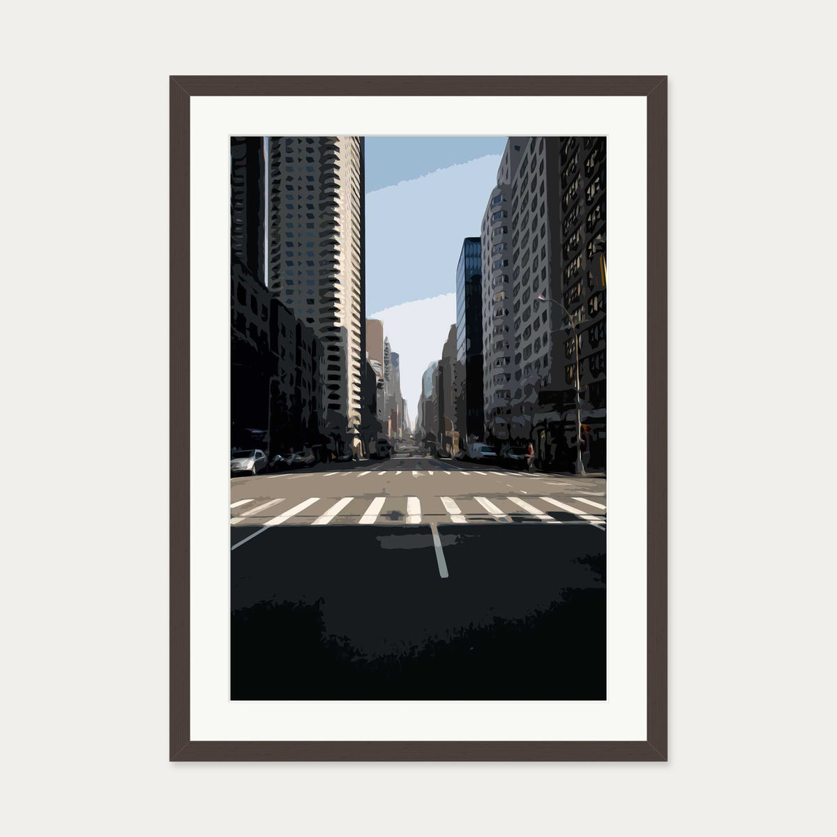 Brushed New York Art Print — 50 x 70 cm — Brown Frame