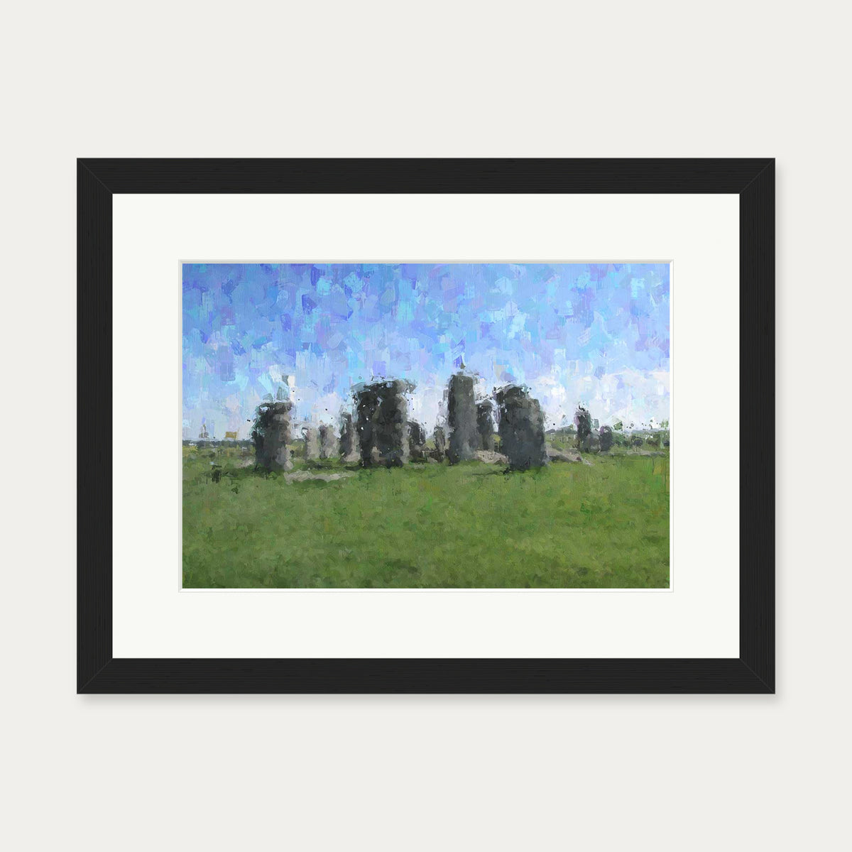 Brushed Stonehenge Art Print — 30 x 40 cm — Black Frame