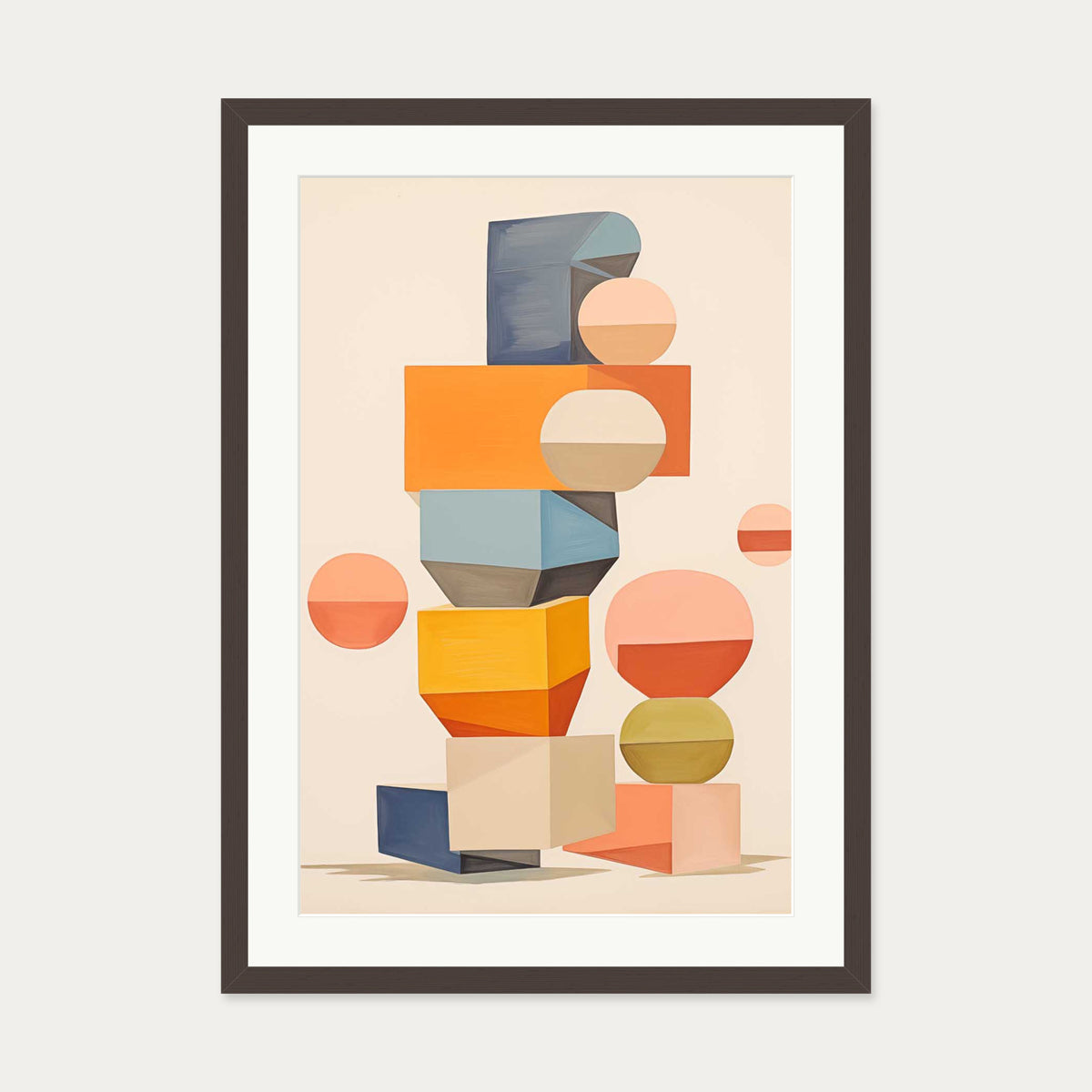 Building Blocks Art Print — 50 x 70 cm — Brown Frame