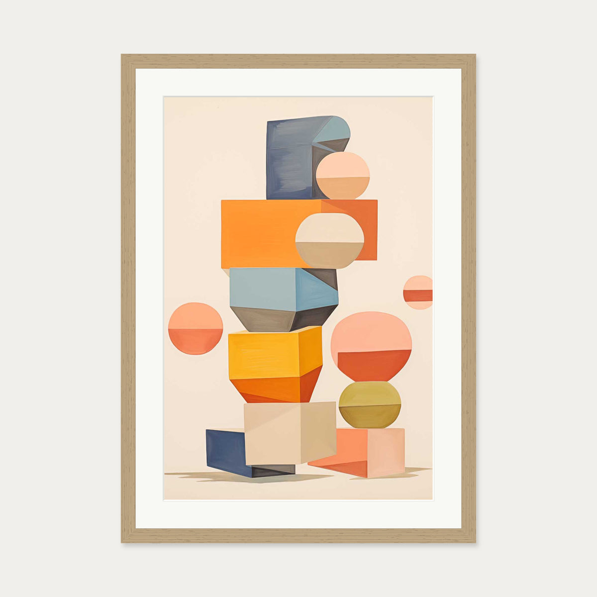 Building Blocks Art Print — 50 x 70 cm — Oak Frame