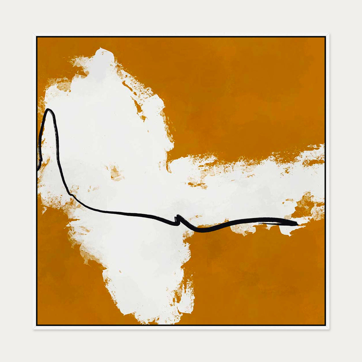 Burnt Orange Haze I Canvas Art — 100 x 100 cm — White Frame