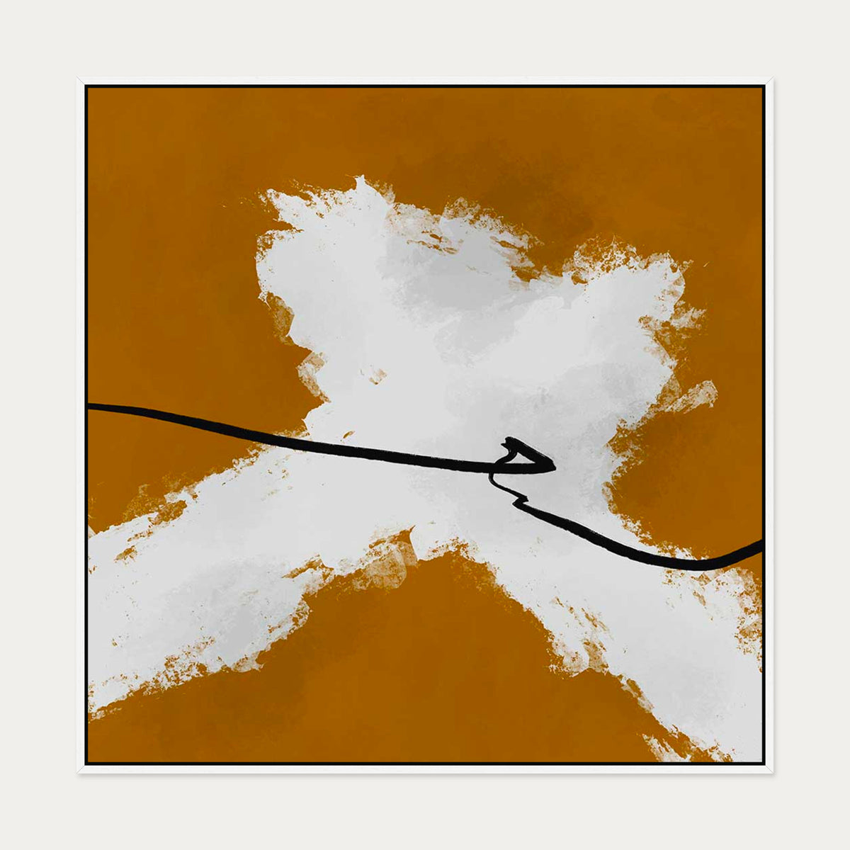 Burnt Orange Haze II Canvas Art — 100 x 100 cm — White Frame
