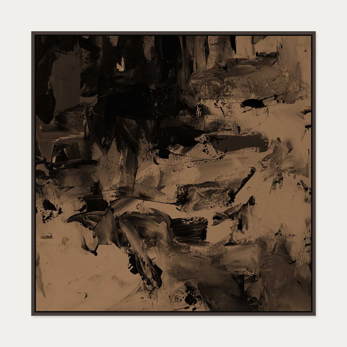 Burnt Umber Minimal Canvas Art Print — 100 x 100 cm — Brown Frame