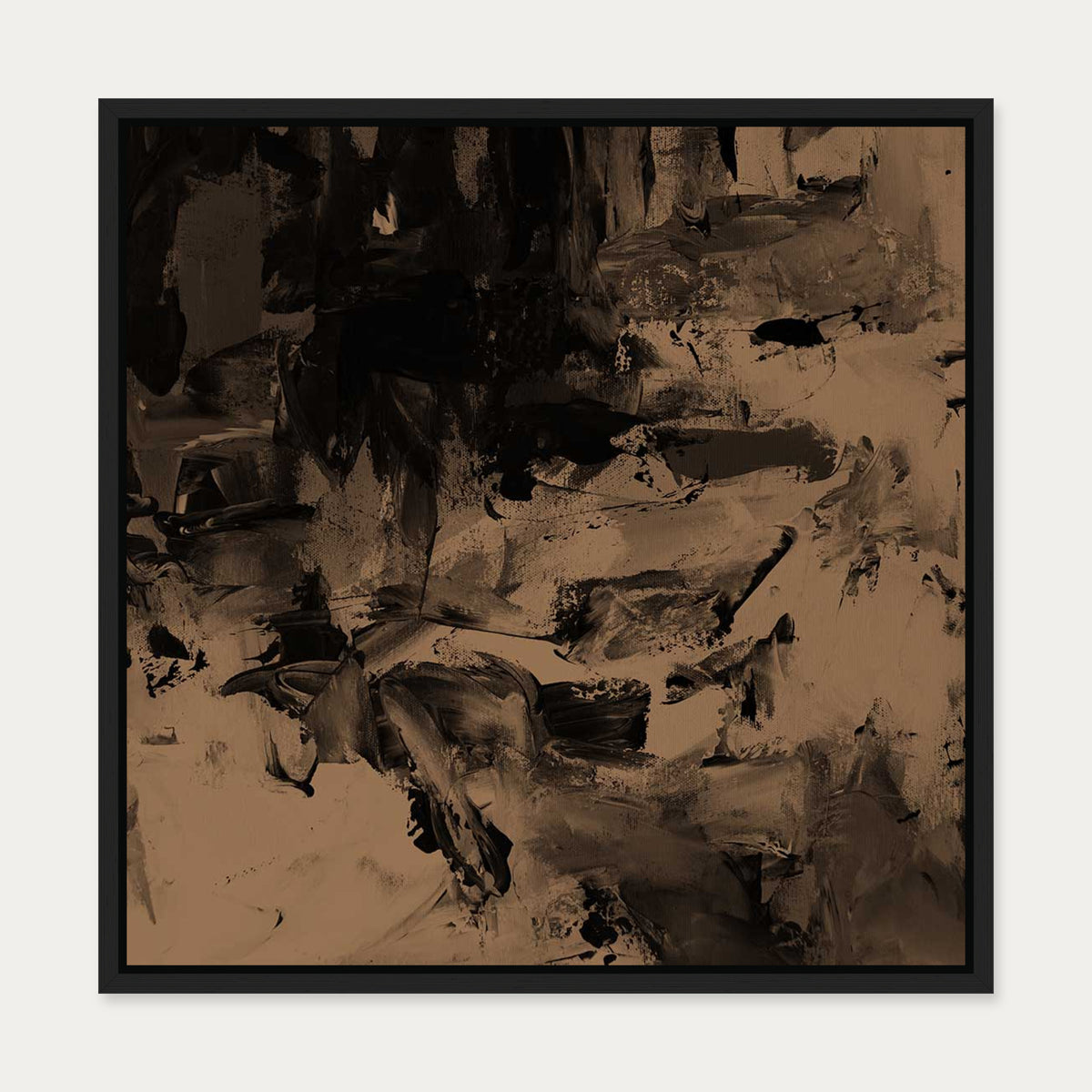 Burnt Umber Minimal Canvas Art Print — 50 x 50 cm — Black Frame