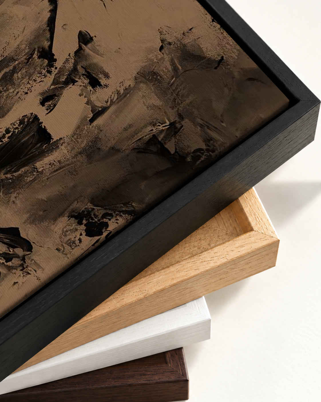 Burnt Umber Minimal Canvas Art Print — framed canvas corner and wrapped canvas detail