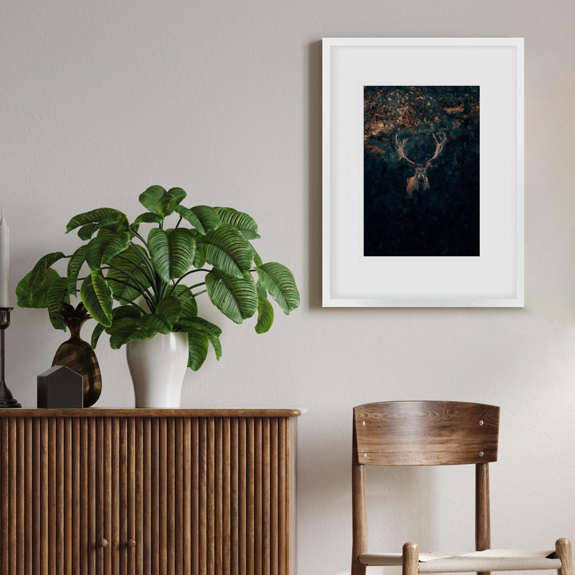 Red Deer Stag In Winter Framed Print