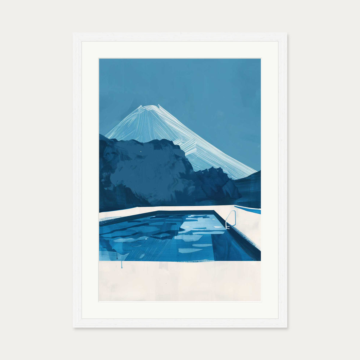 By The Pool Art Print — 50 x 70 cm — White Frame