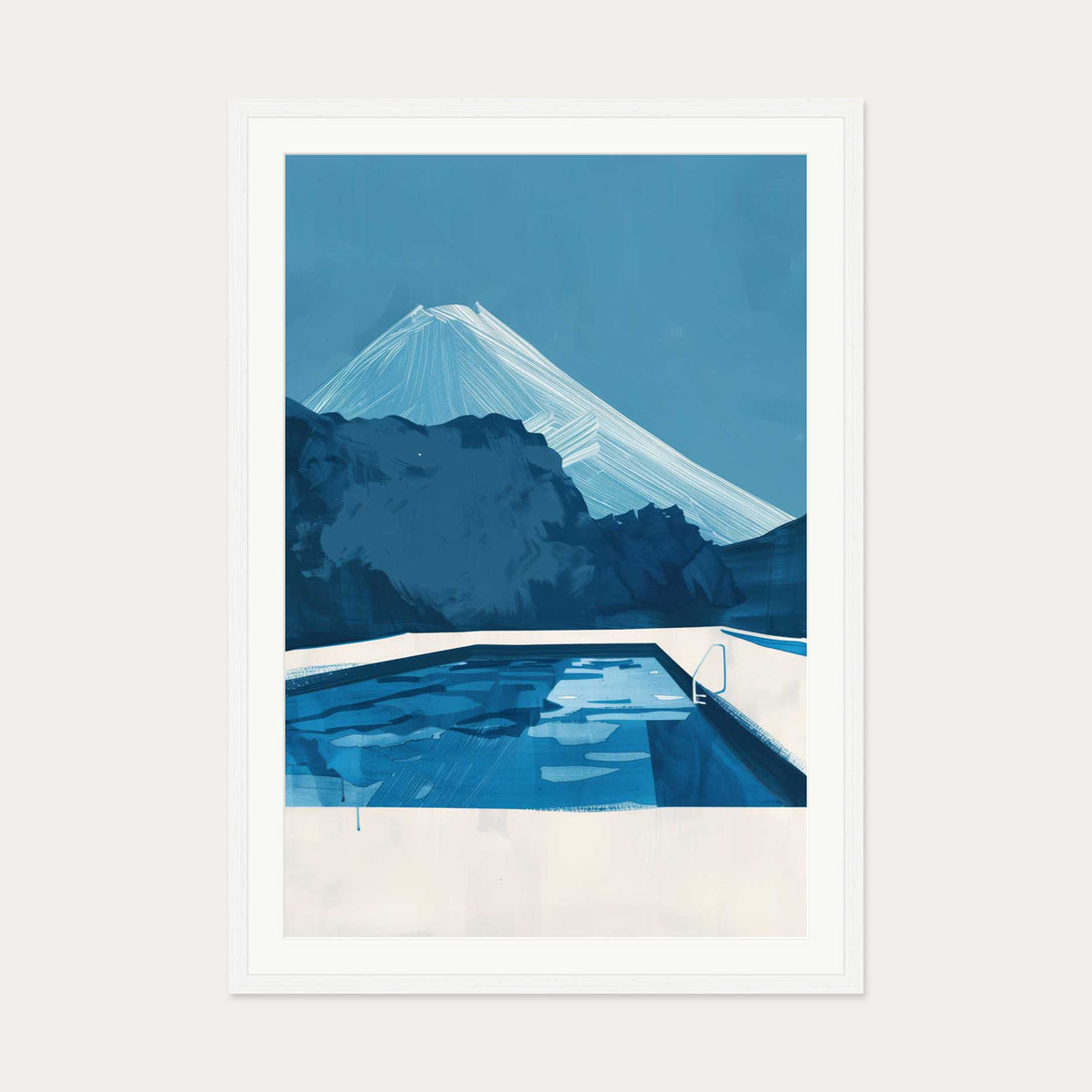 By The Pool Art Print — 70 x 100 cm — White Frame