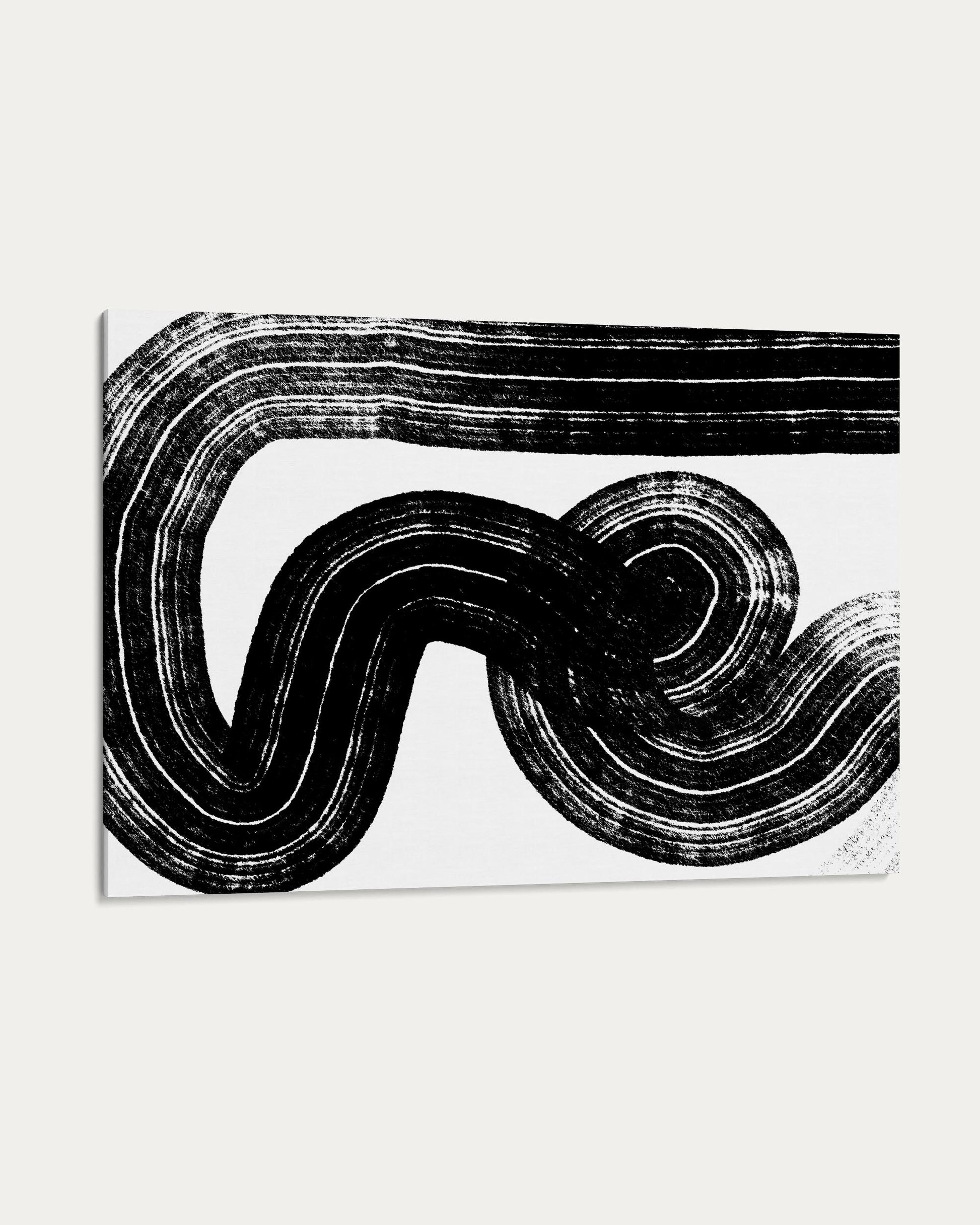 Black abstract wavy line design on a white background
