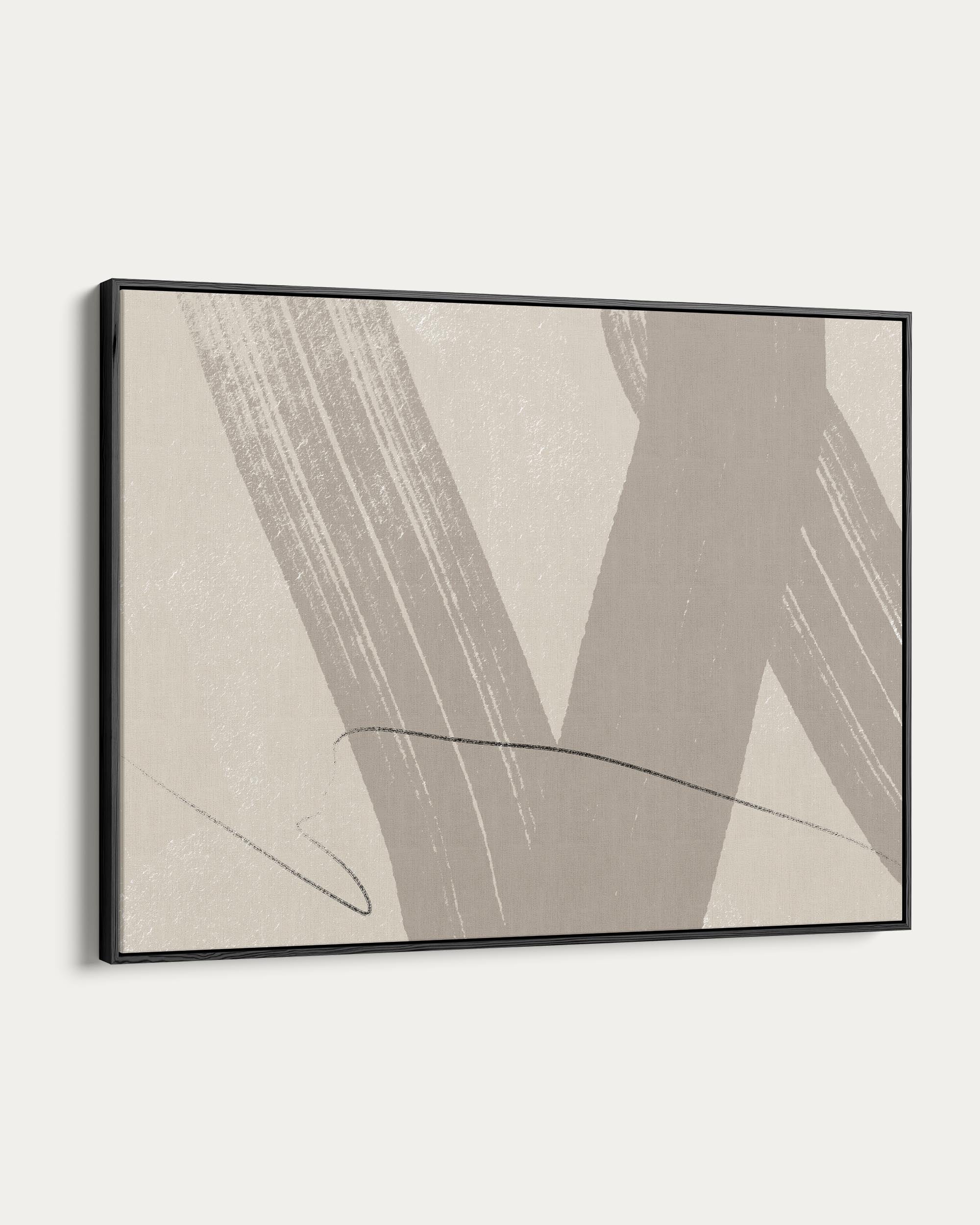 Abstract art piece with geometric shapes on a beige background