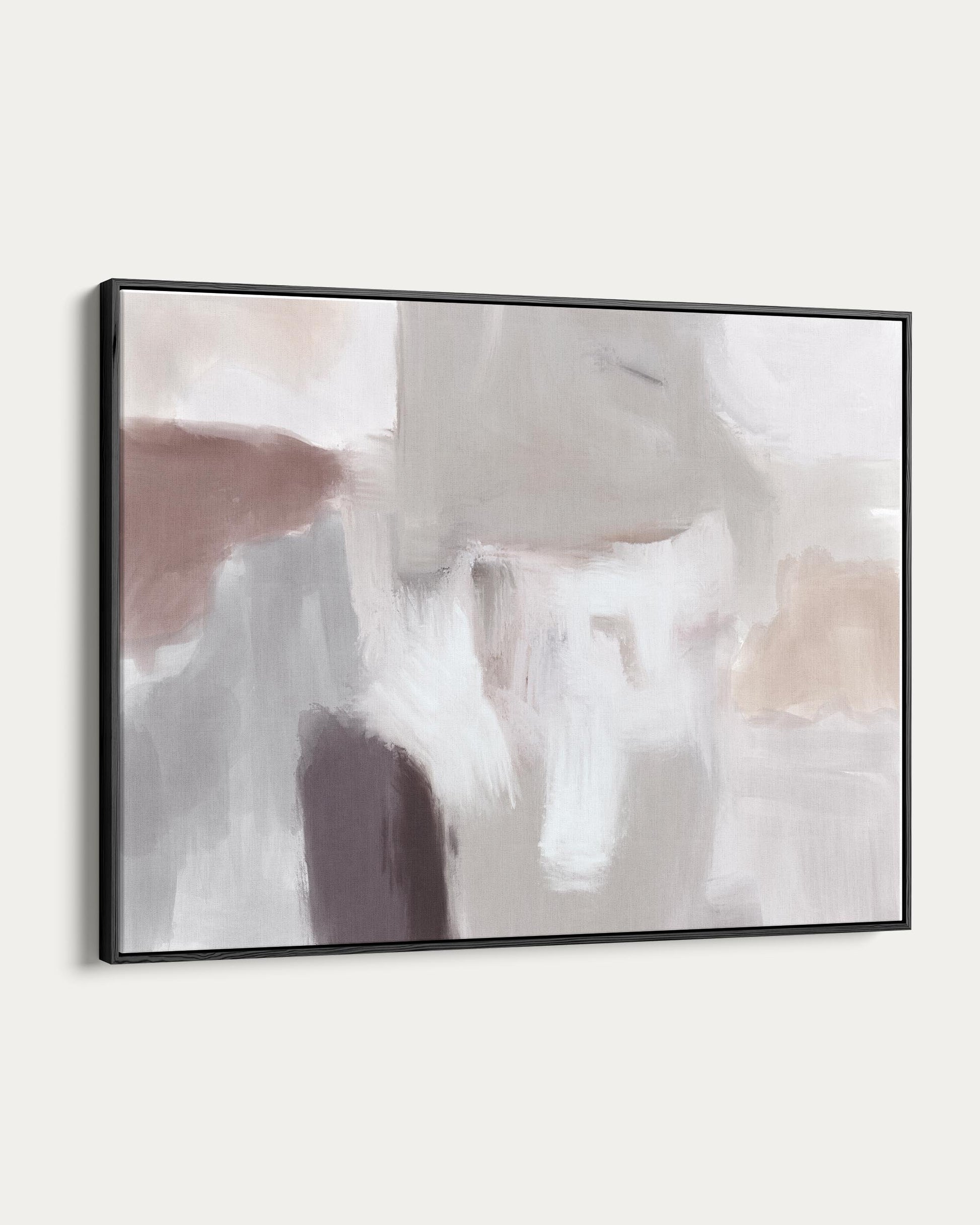 Framed abstract art with soft, blended colors on a white background