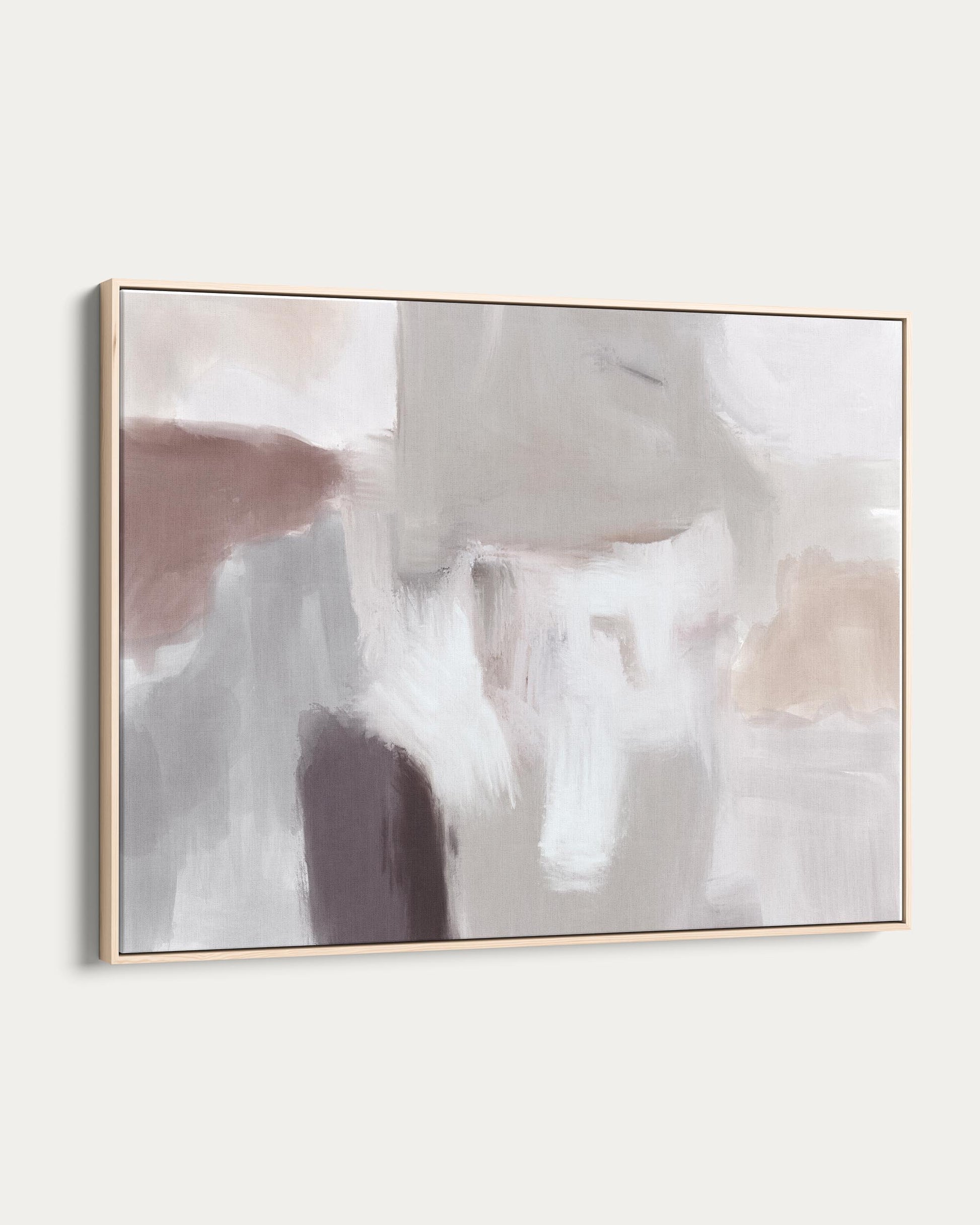 Abstract art piece with soft colors on a white wall
