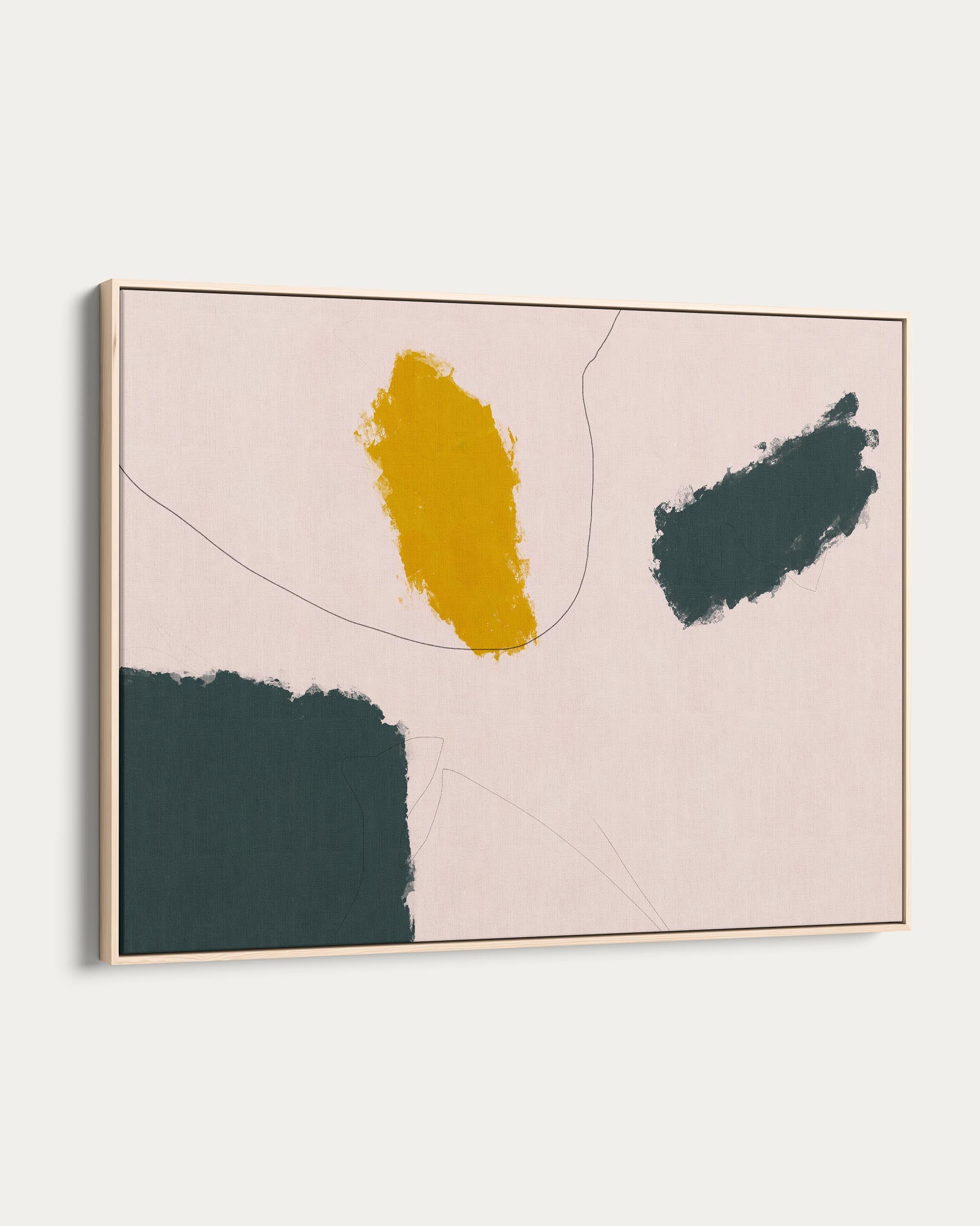 Abstract art piece with geometric shapes on a beige background