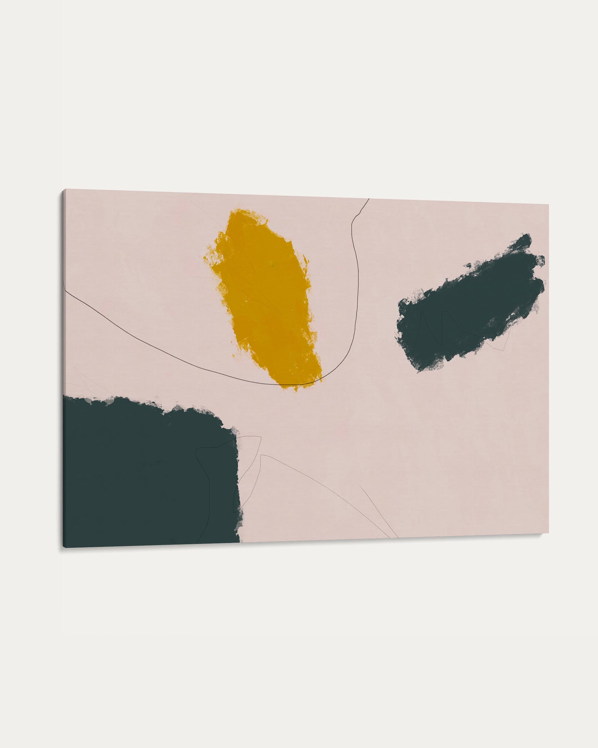 Abstract art piece with geometric shapes on a beige background