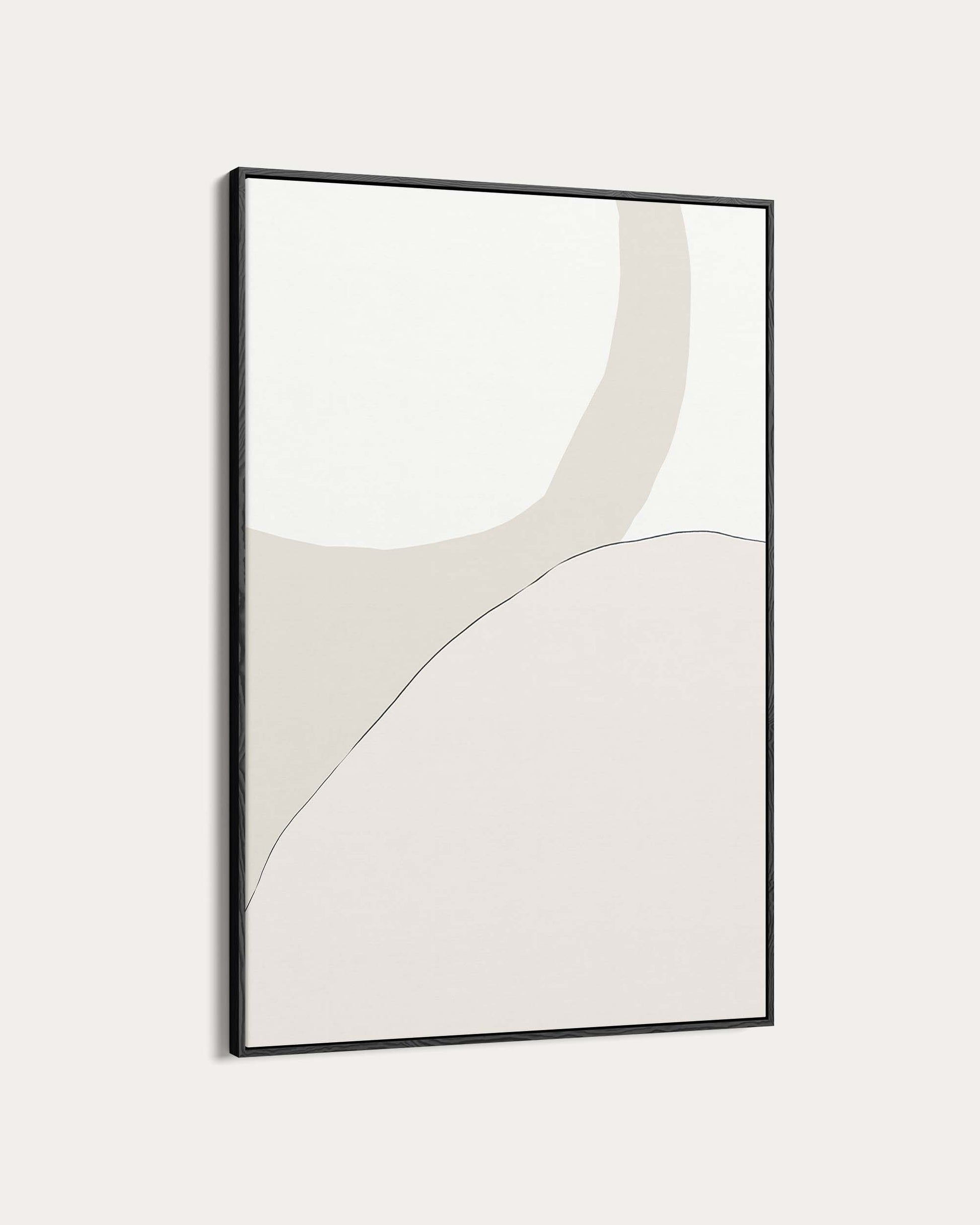 Abstract art piece with black frame on a white background
