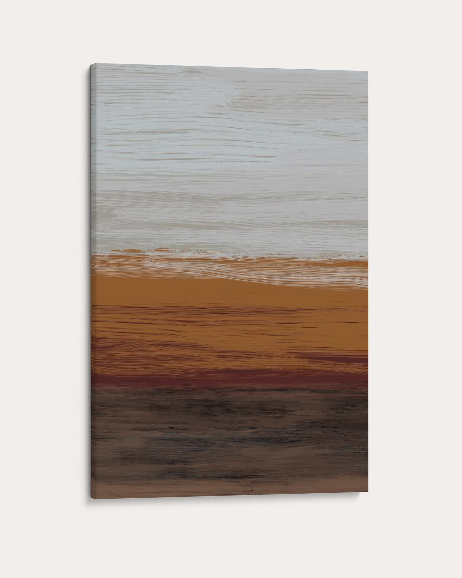 Abstract painting with horizontal brush strokes on a white background