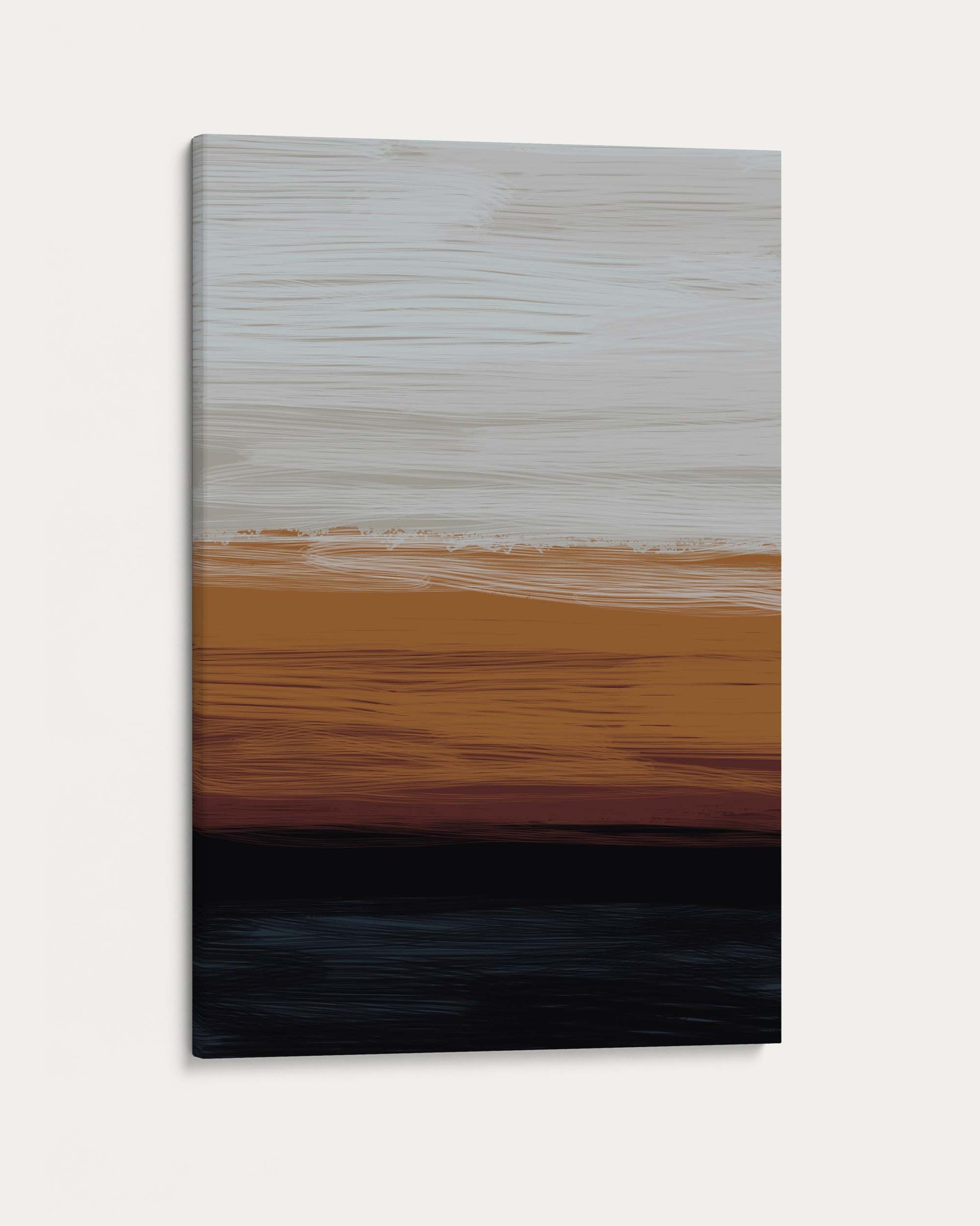 Abstract painting with horizontal brush strokes on a white background