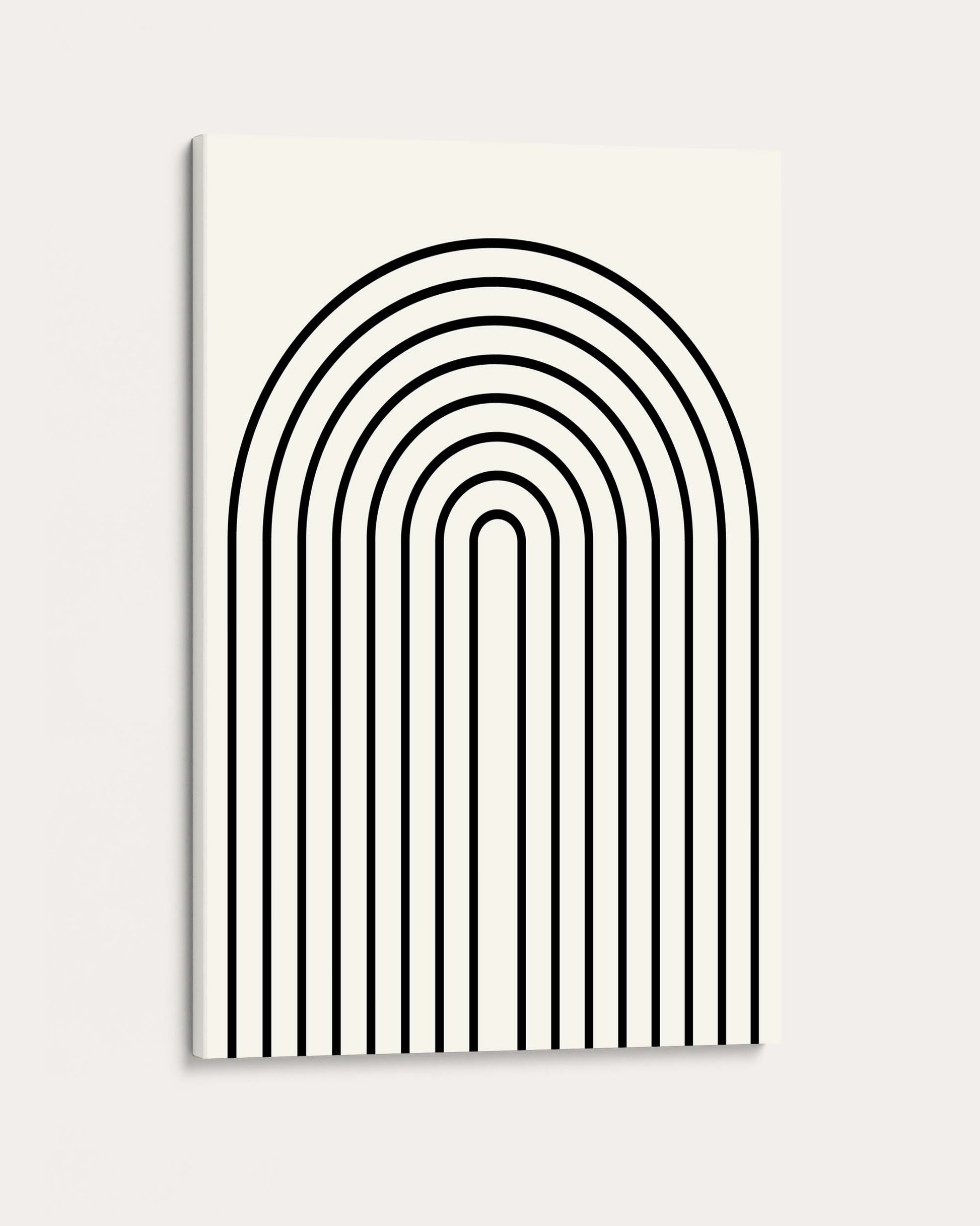 Canvas print with black arch-shaped line pattern on a light gray background