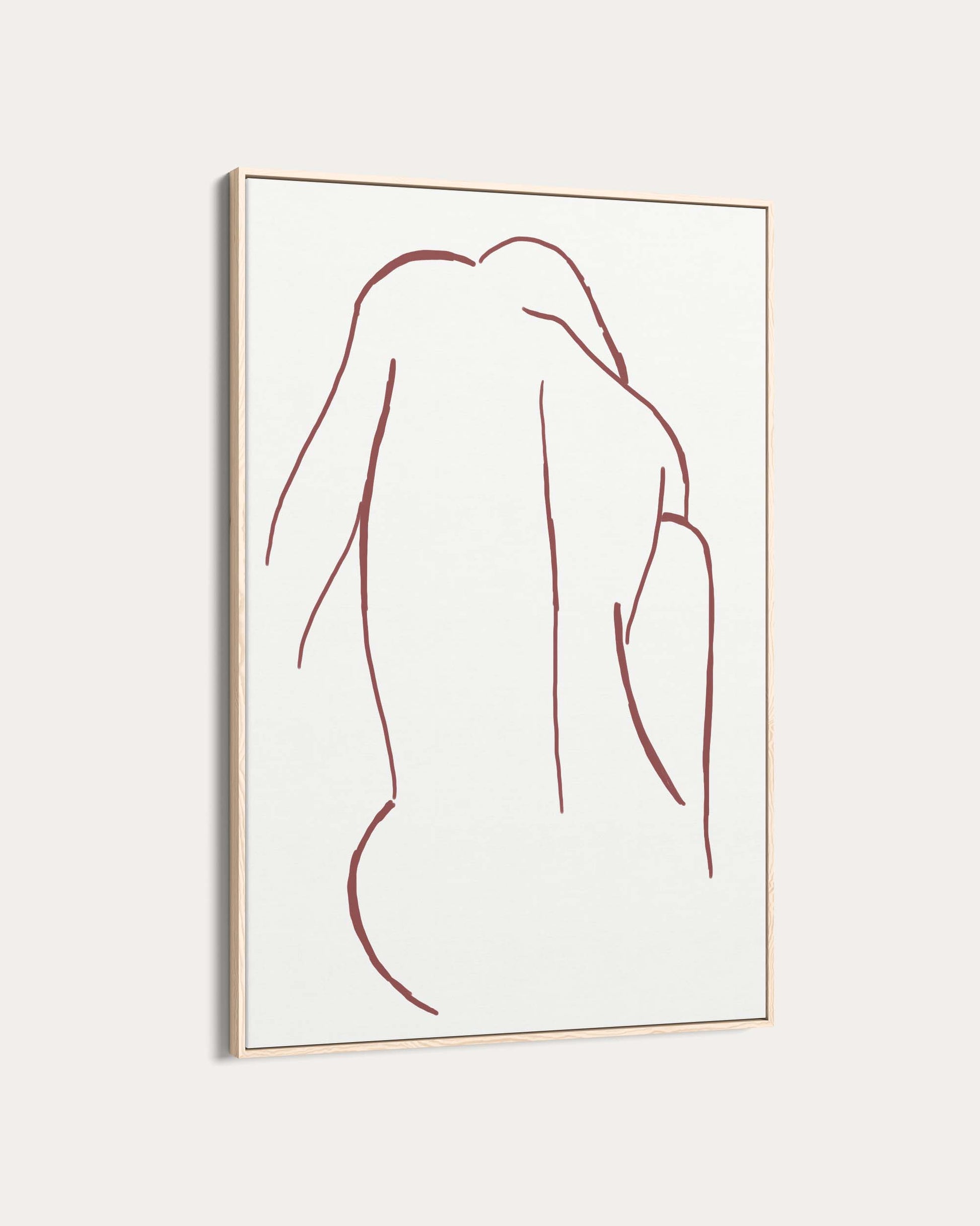 Framed line art of a nude figure on a light background