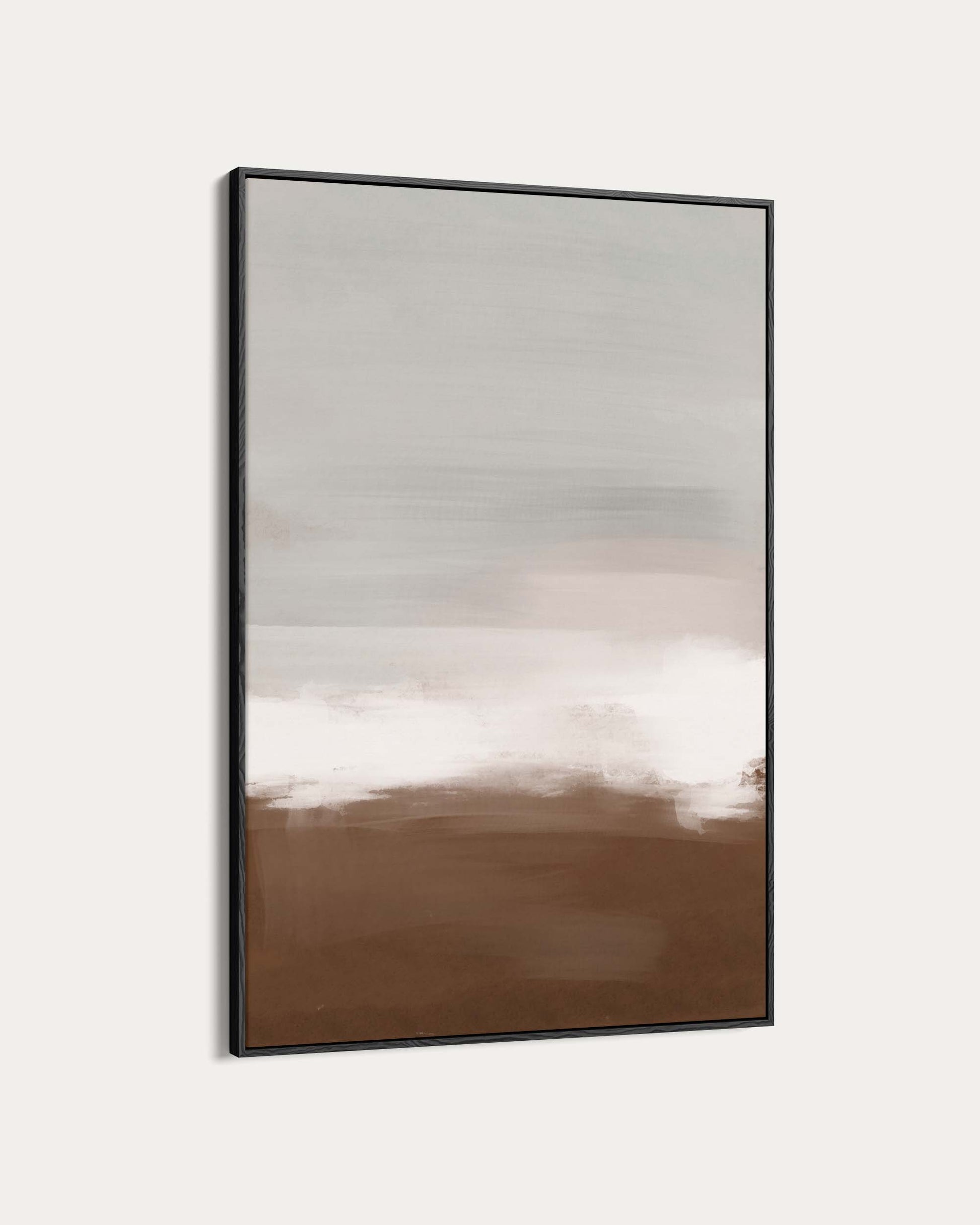 Framed abstract art piece with a gradient of colors on a white background