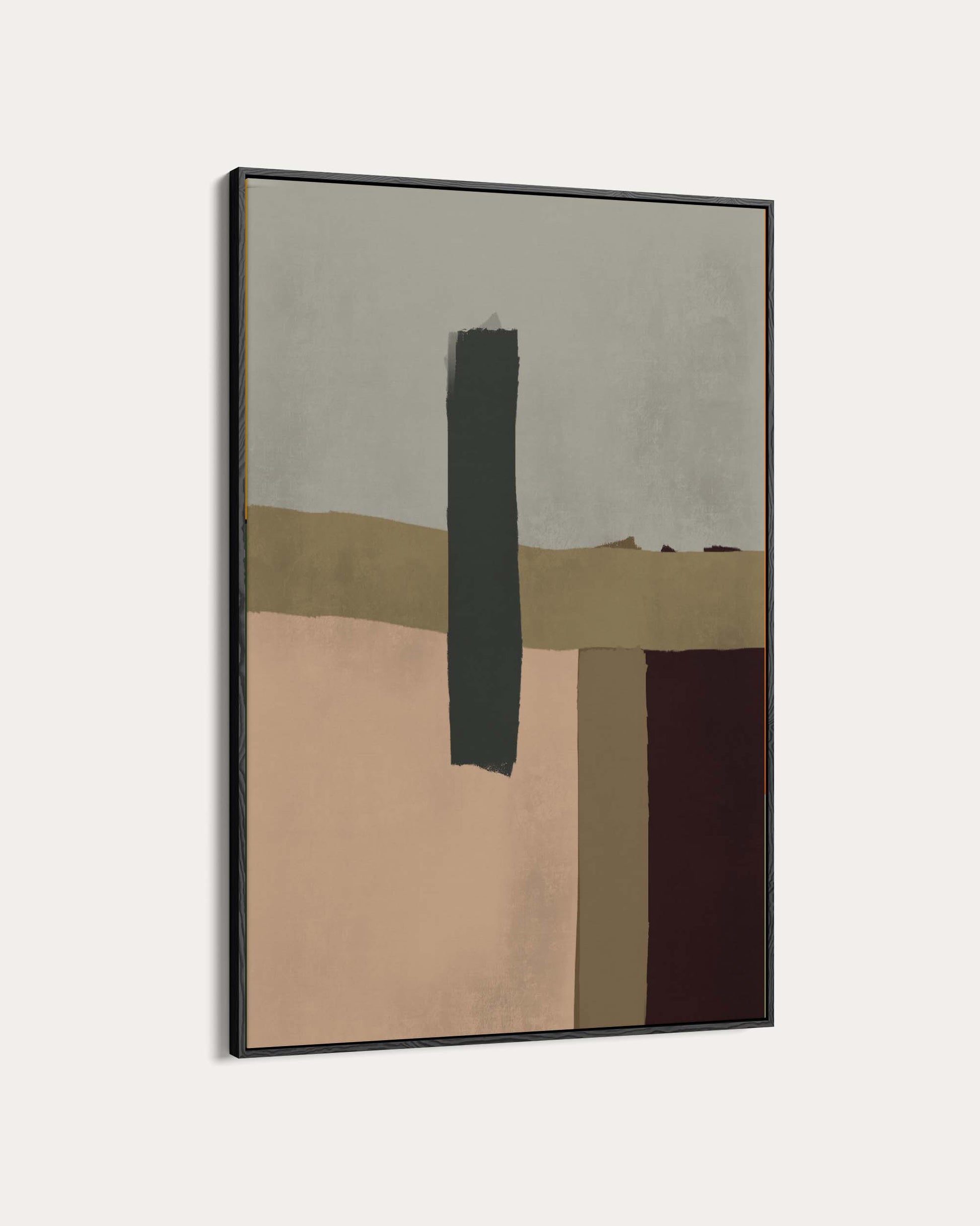 Abstract art piece with geometric shapes on a beige background