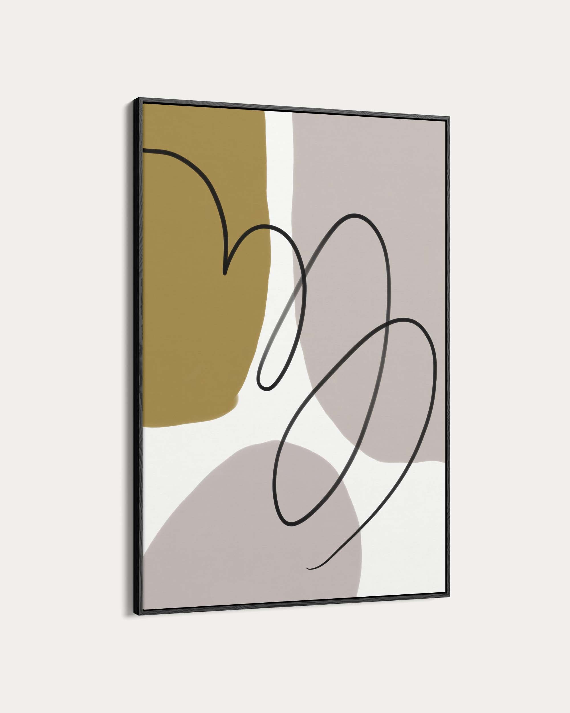 Abstract art print with geometric shapes on a light gray background