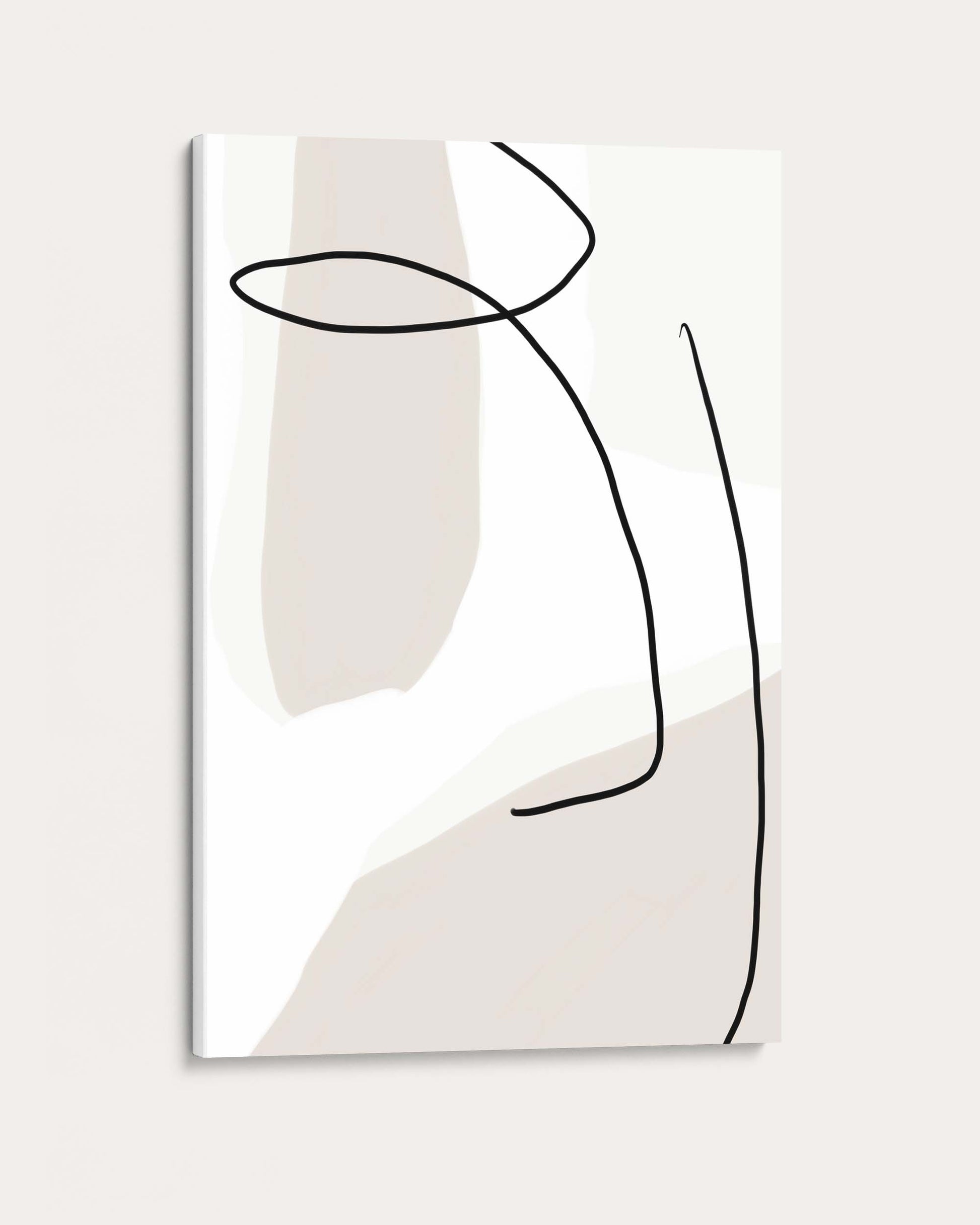 Abstract art piece with a black line on a white background