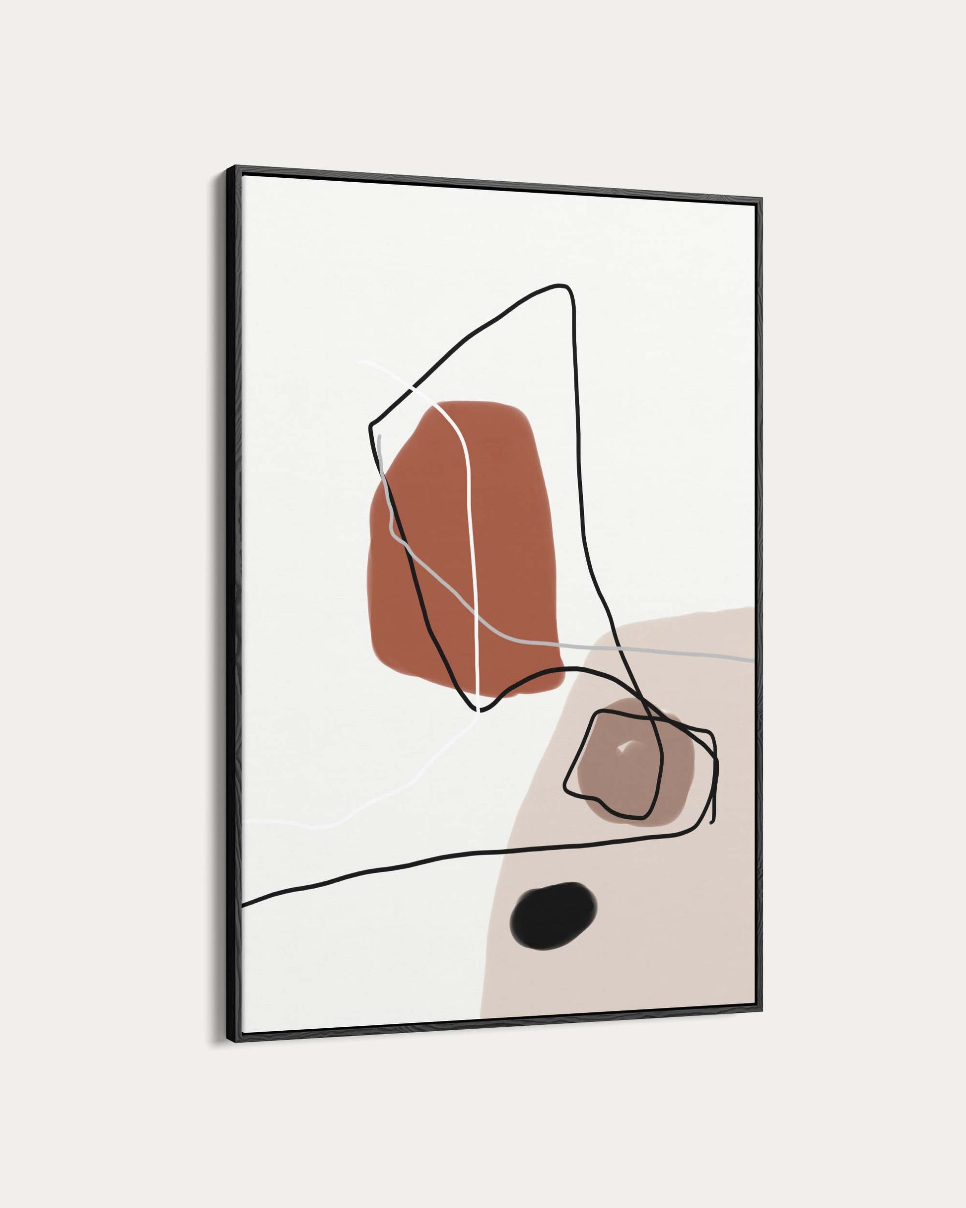 Abstract art print with geometric shapes on a light background