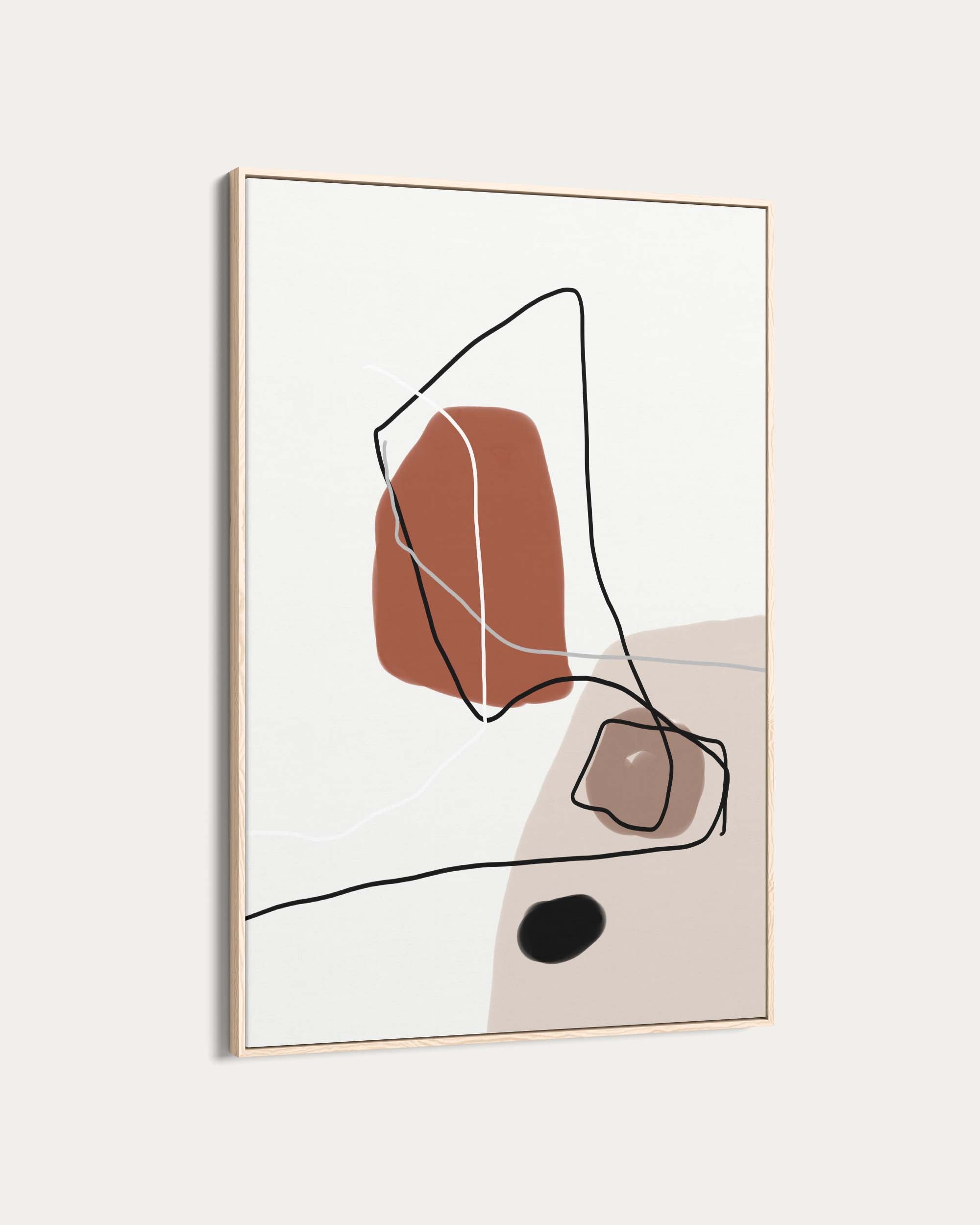 Abstract art print with geometric shapes on a light background