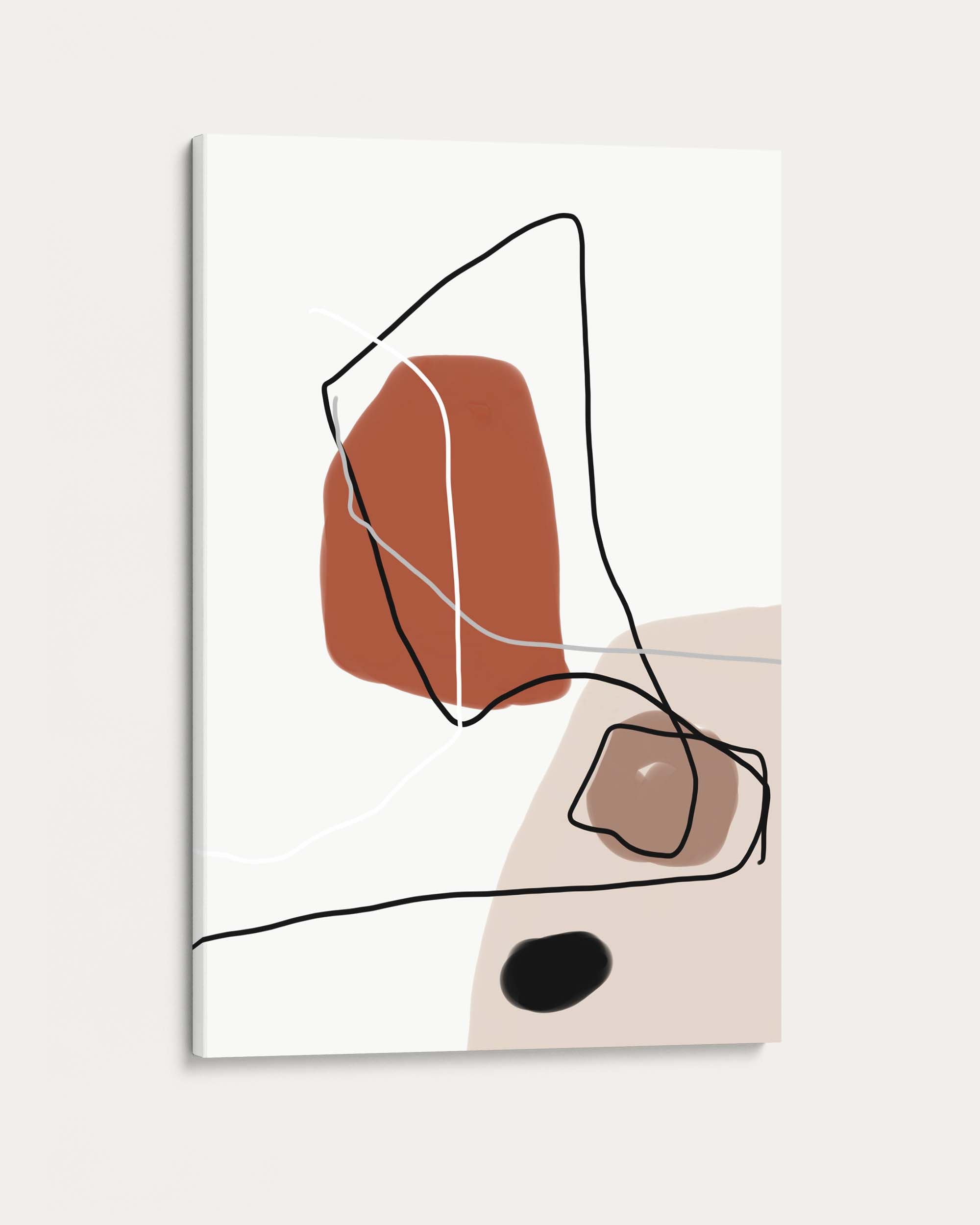 Abstract art piece with geometric shapes on a white background