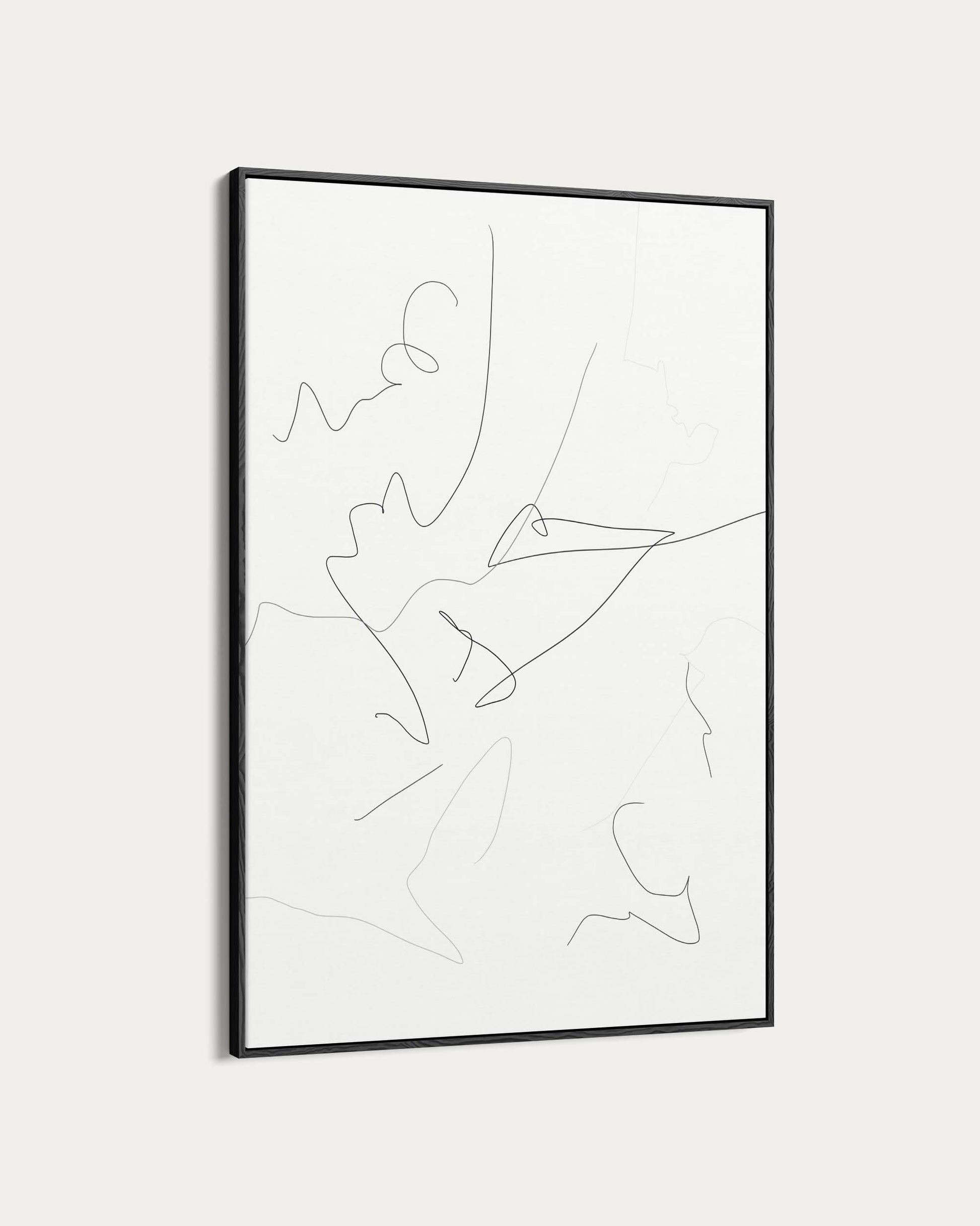 Framed abstract line art on a white background