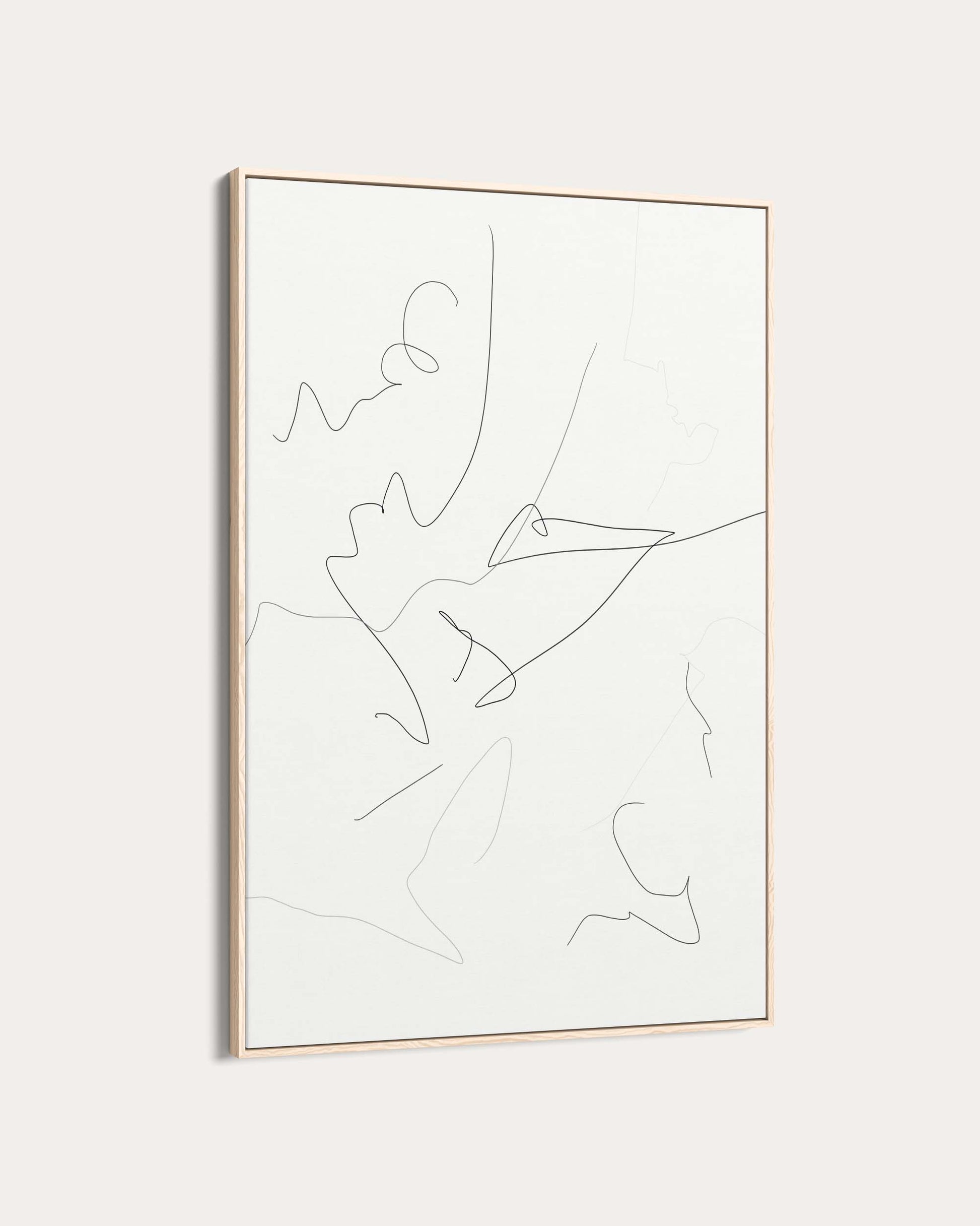 Framed abstract line art on a white background
