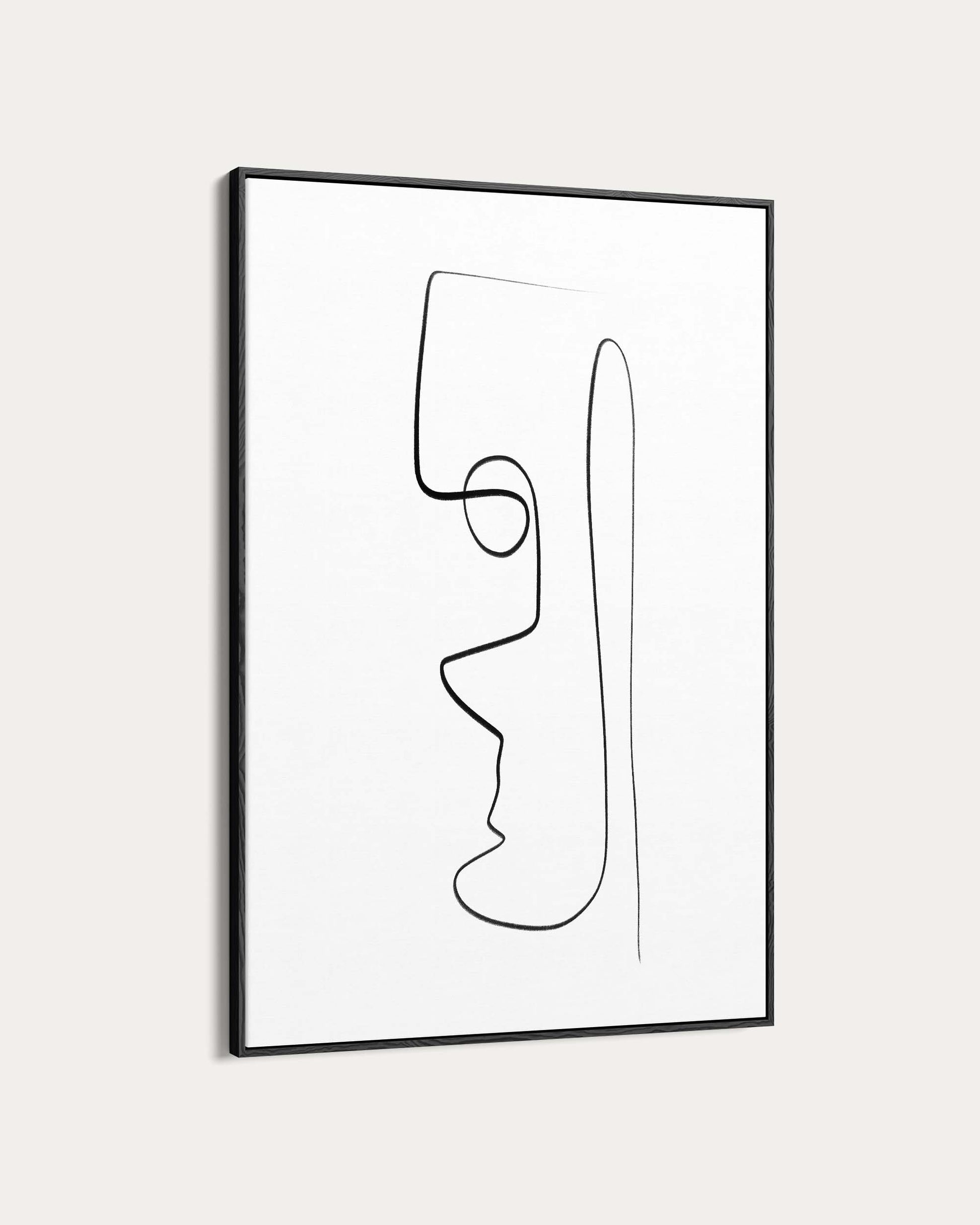 Framed abstract line art on a white background
