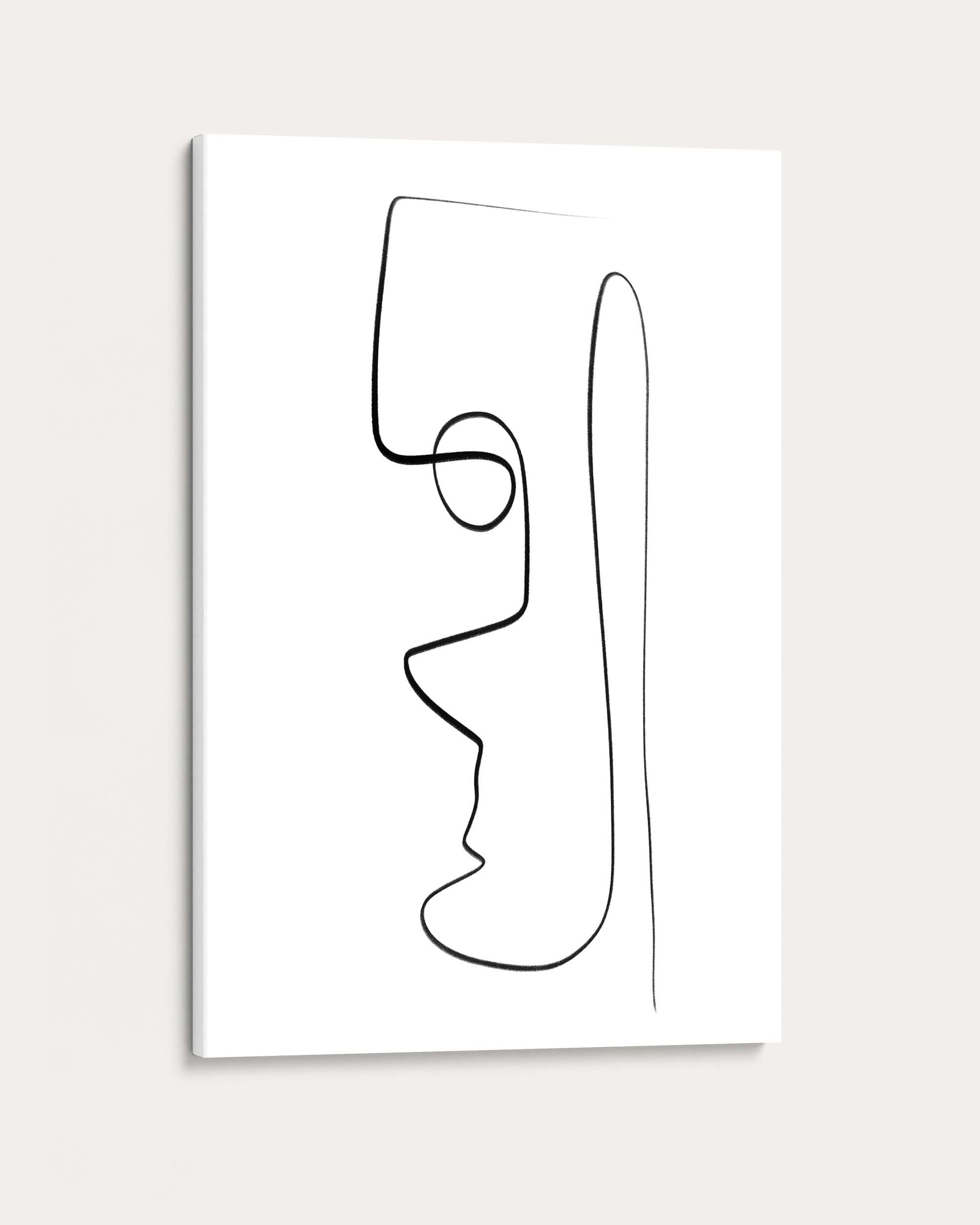 Abstract line art of a face on a white background