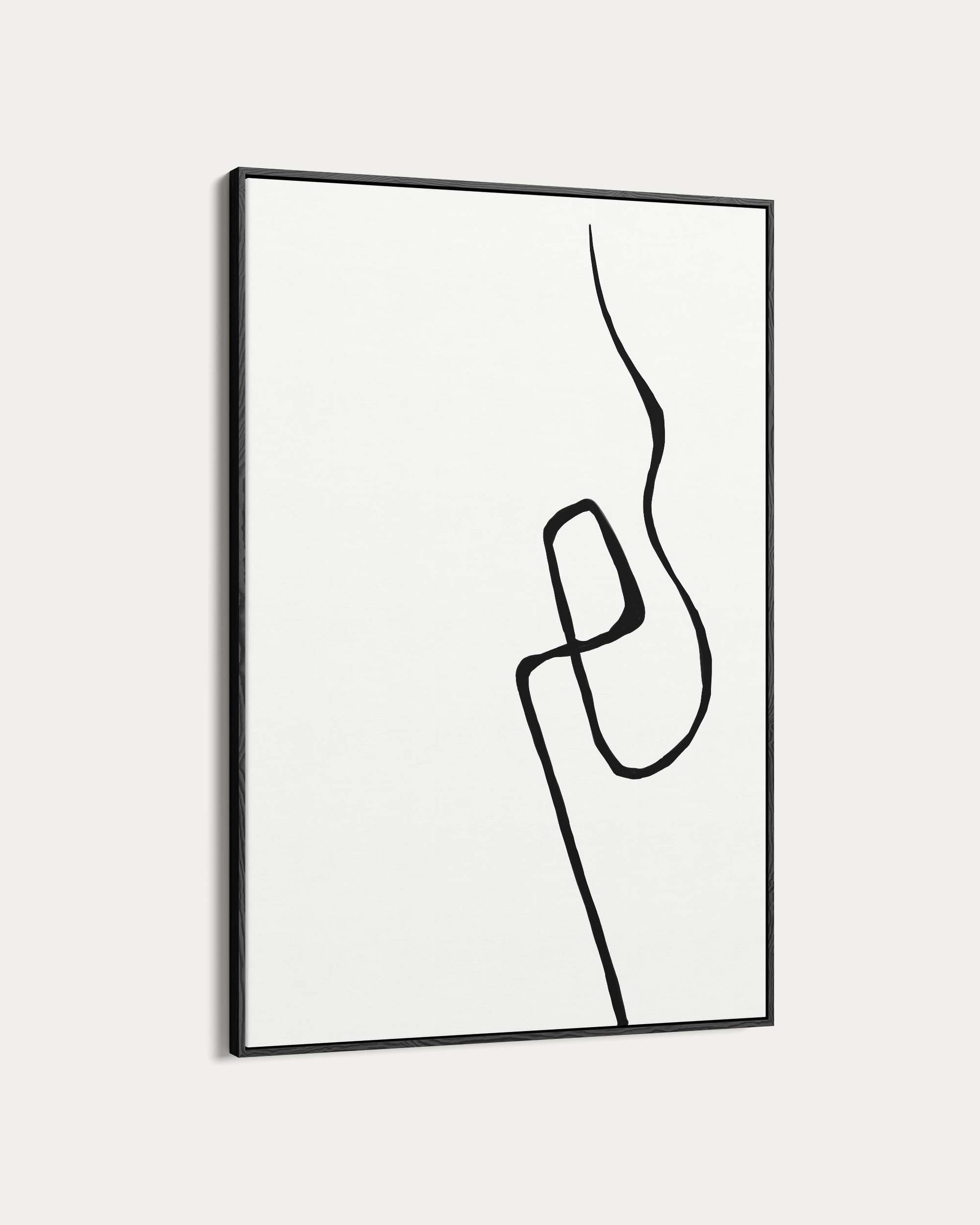 Framed abstract line art on a white background