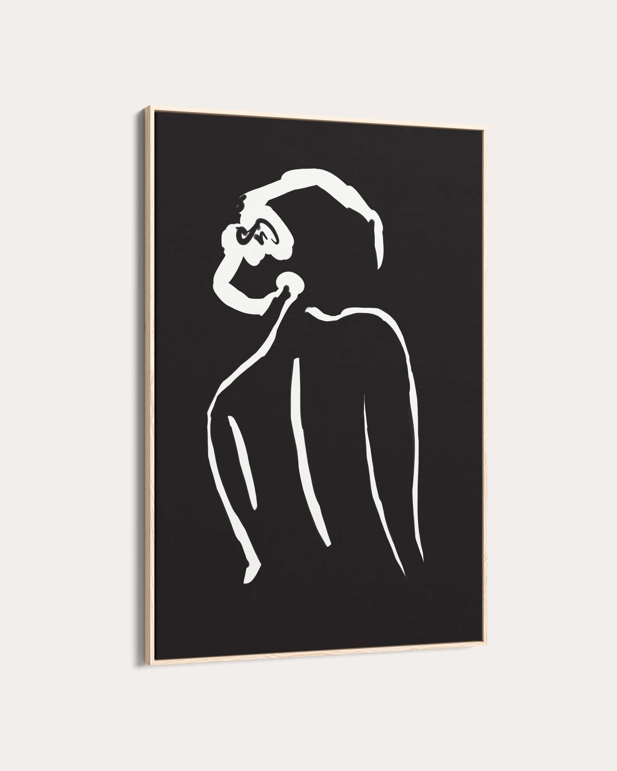 Minimalist line art of a person on a black background