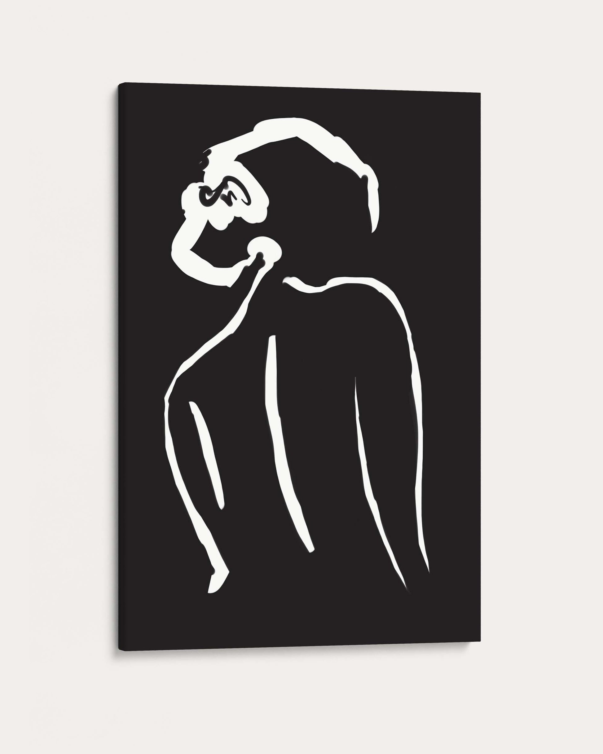 Abstract line art of a person on a black background