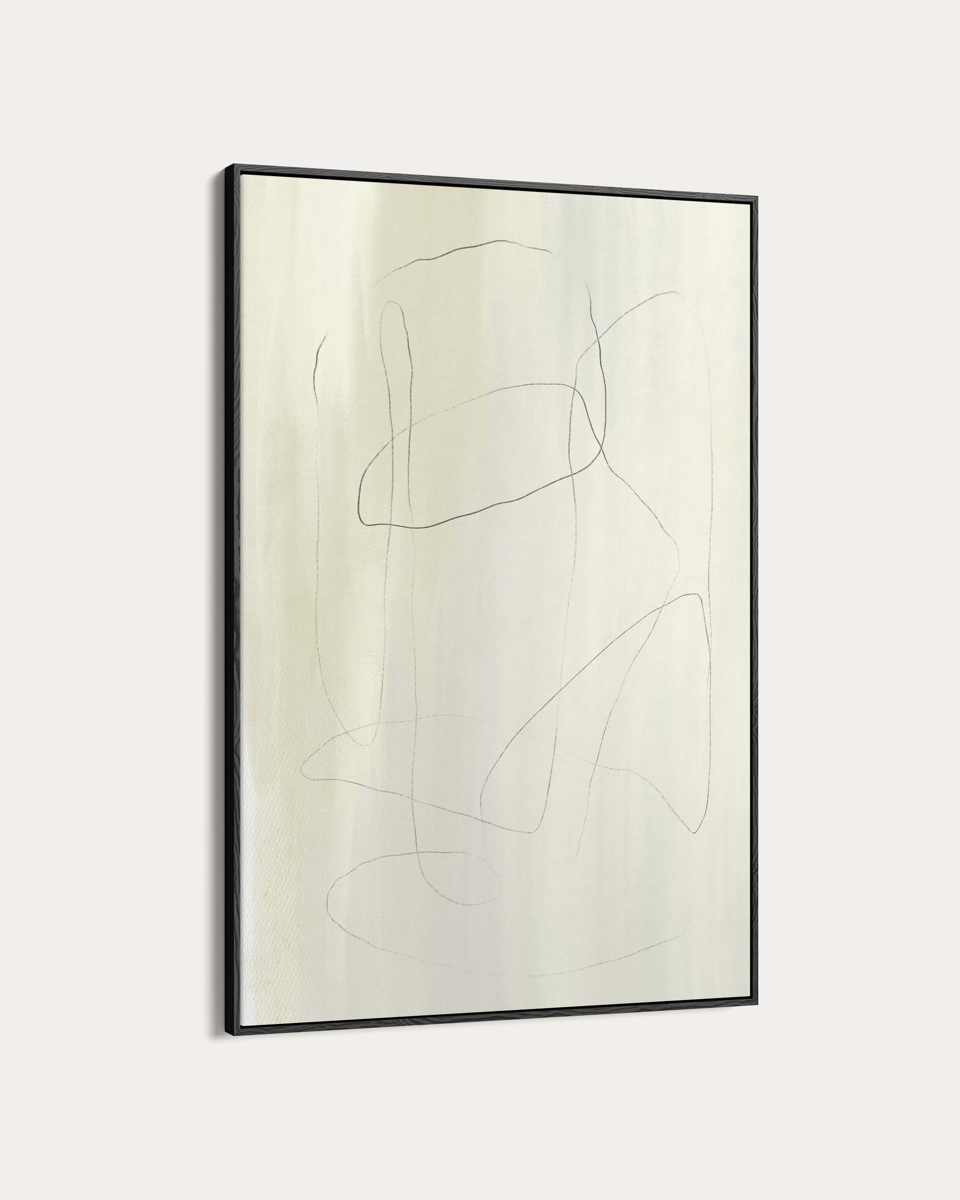 Abstract art piece with black lines on a light background